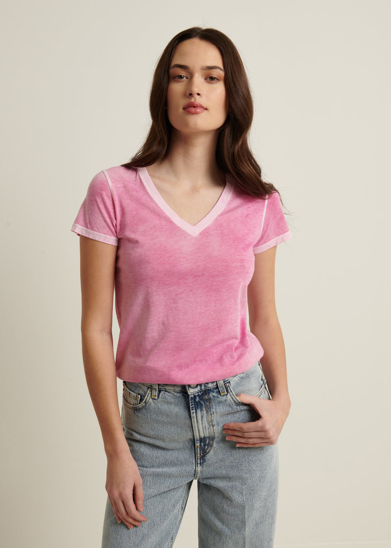 Reverse Spray Lightweight Pima Cotton V-Neck T-Shirt