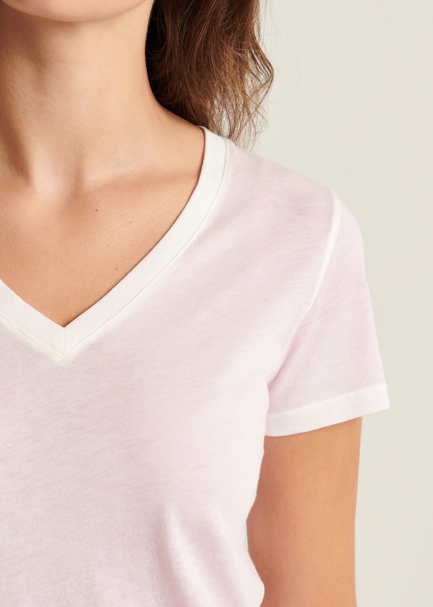 Reverse Spray Lightweight Pima Cotton V-Neck T-Shirt