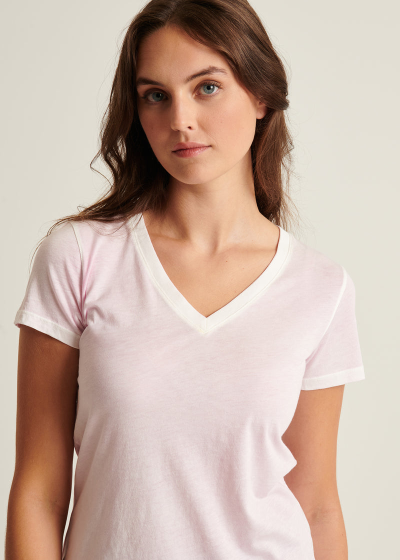 Reverse Spray Lightweight Pima Cotton V-Neck T-Shirt