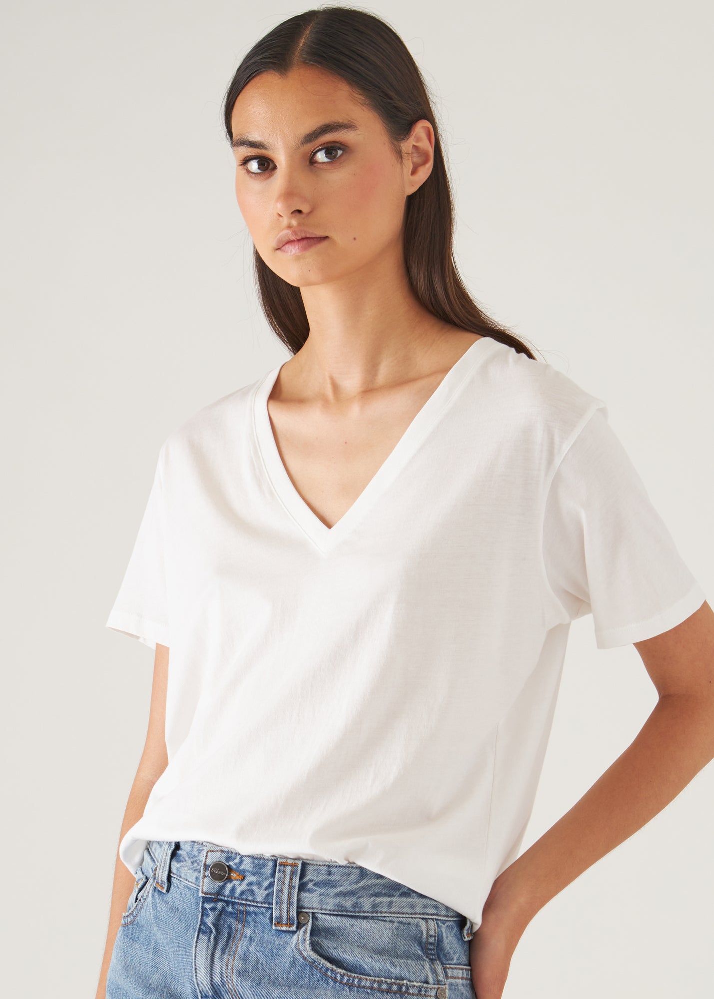 Lightweight Pima Cotton  Boyfriend V-Neck T-Shirt