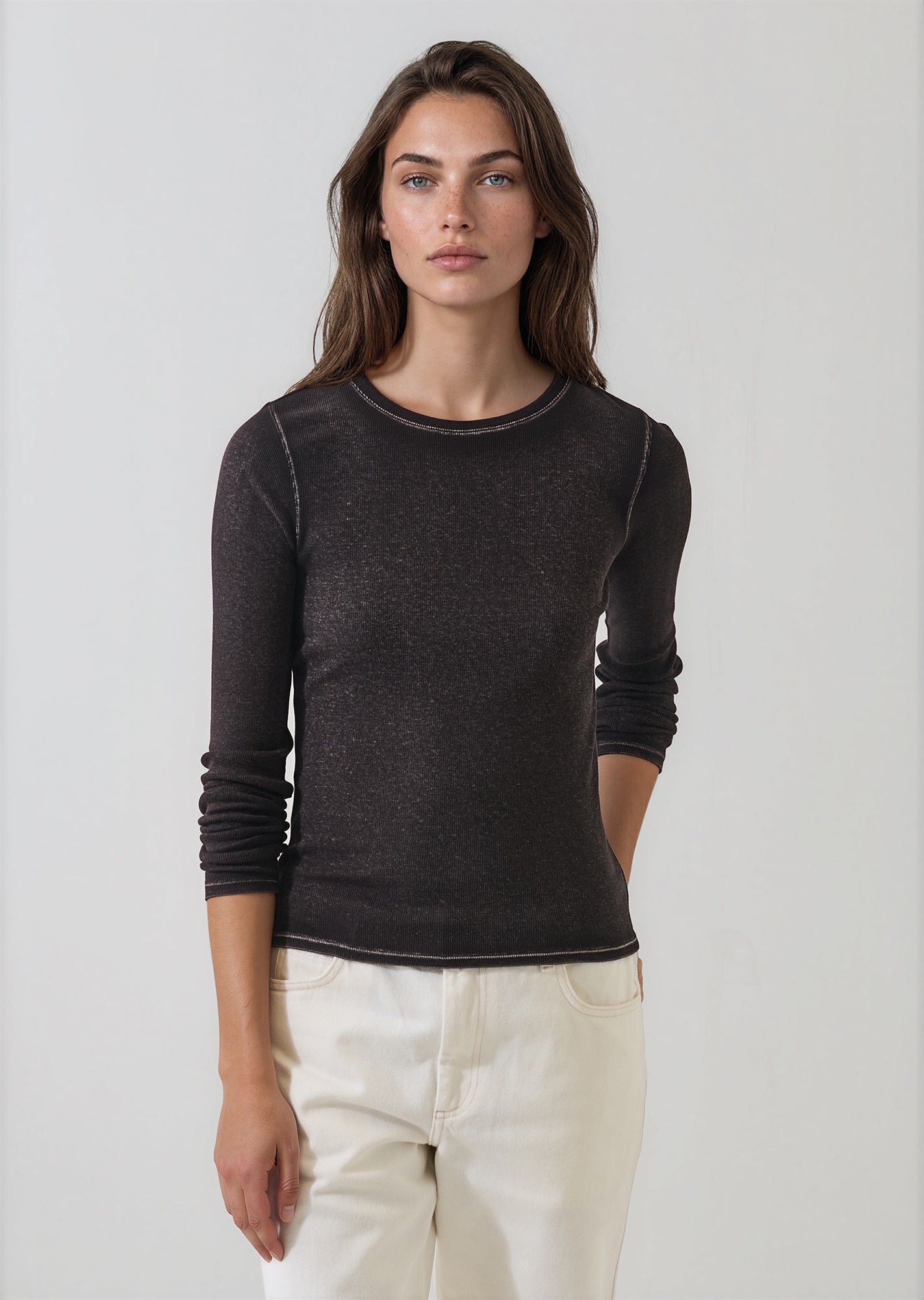 Vintage Wash Pima Cotton Stretch Ribbed T-Shirt - PATRICK ASSARAF