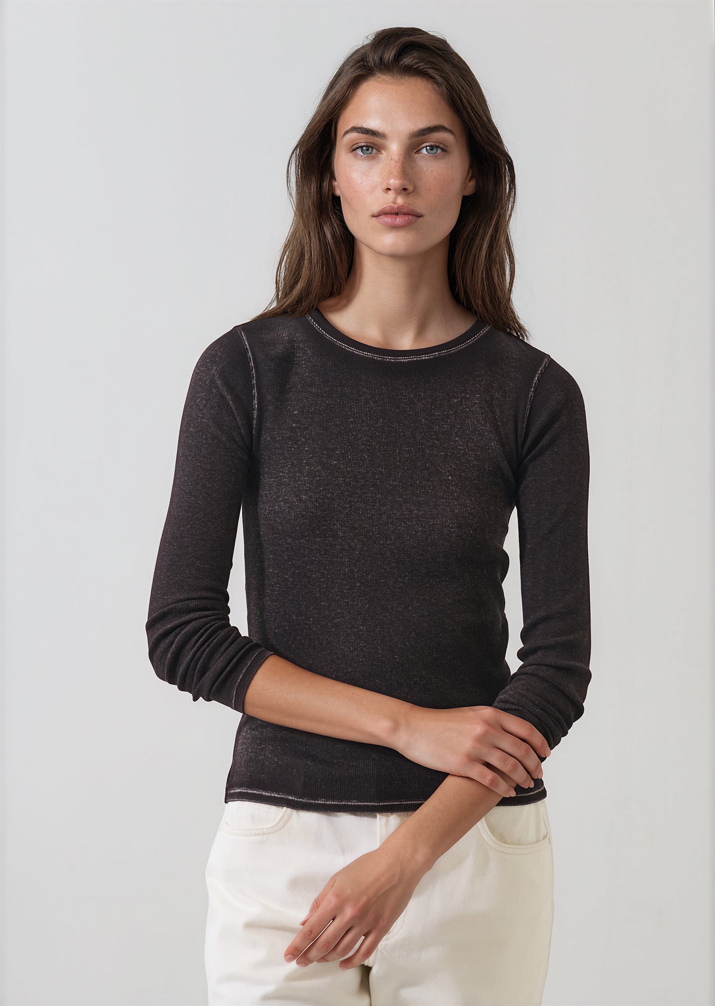 Vintage Wash Pima Cotton Stretch Ribbed T-Shirt - PATRICK ASSARAF