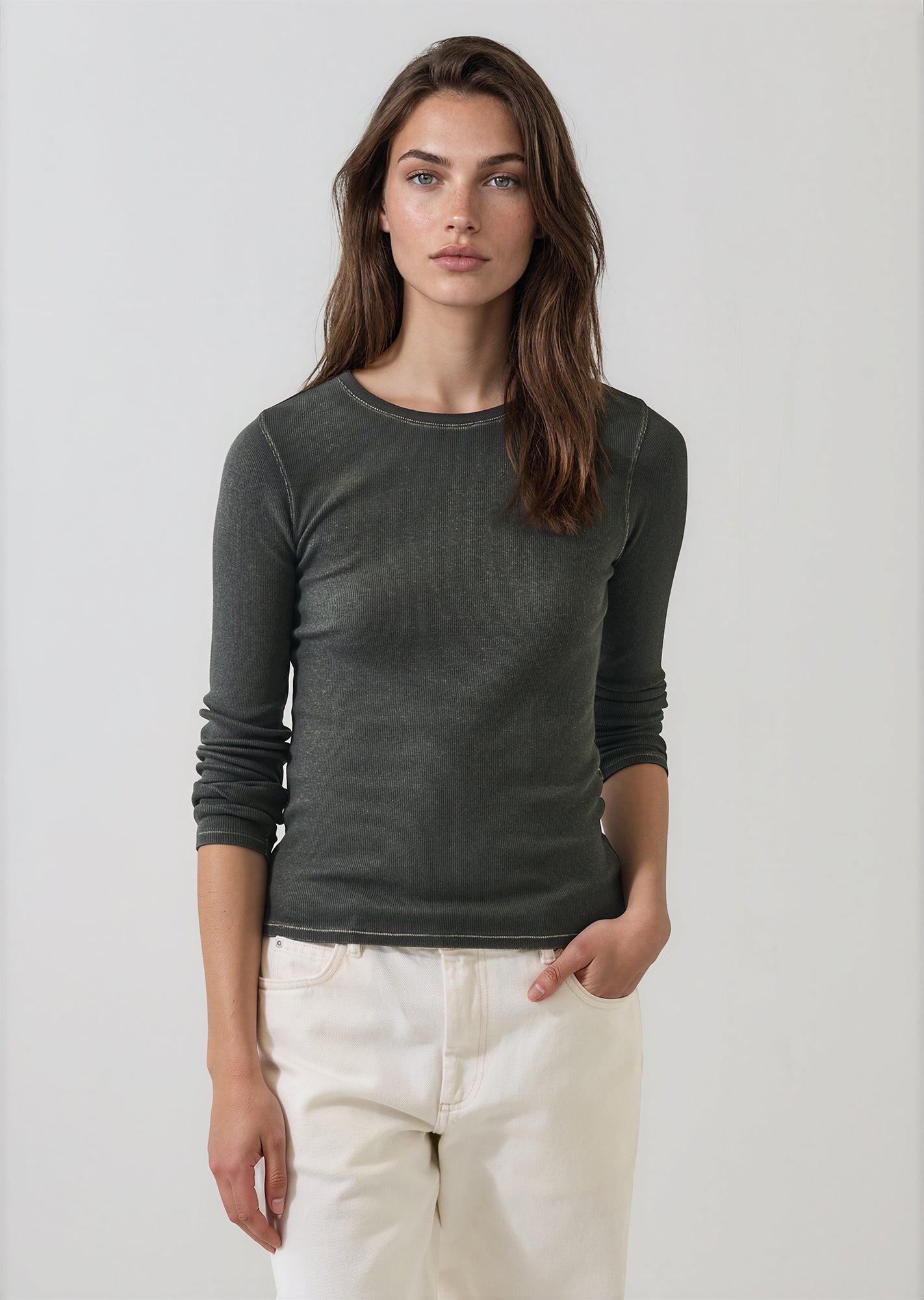 Vintage Wash Pima Cotton Stretch Ribbed T-Shirt - PATRICK ASSARAF