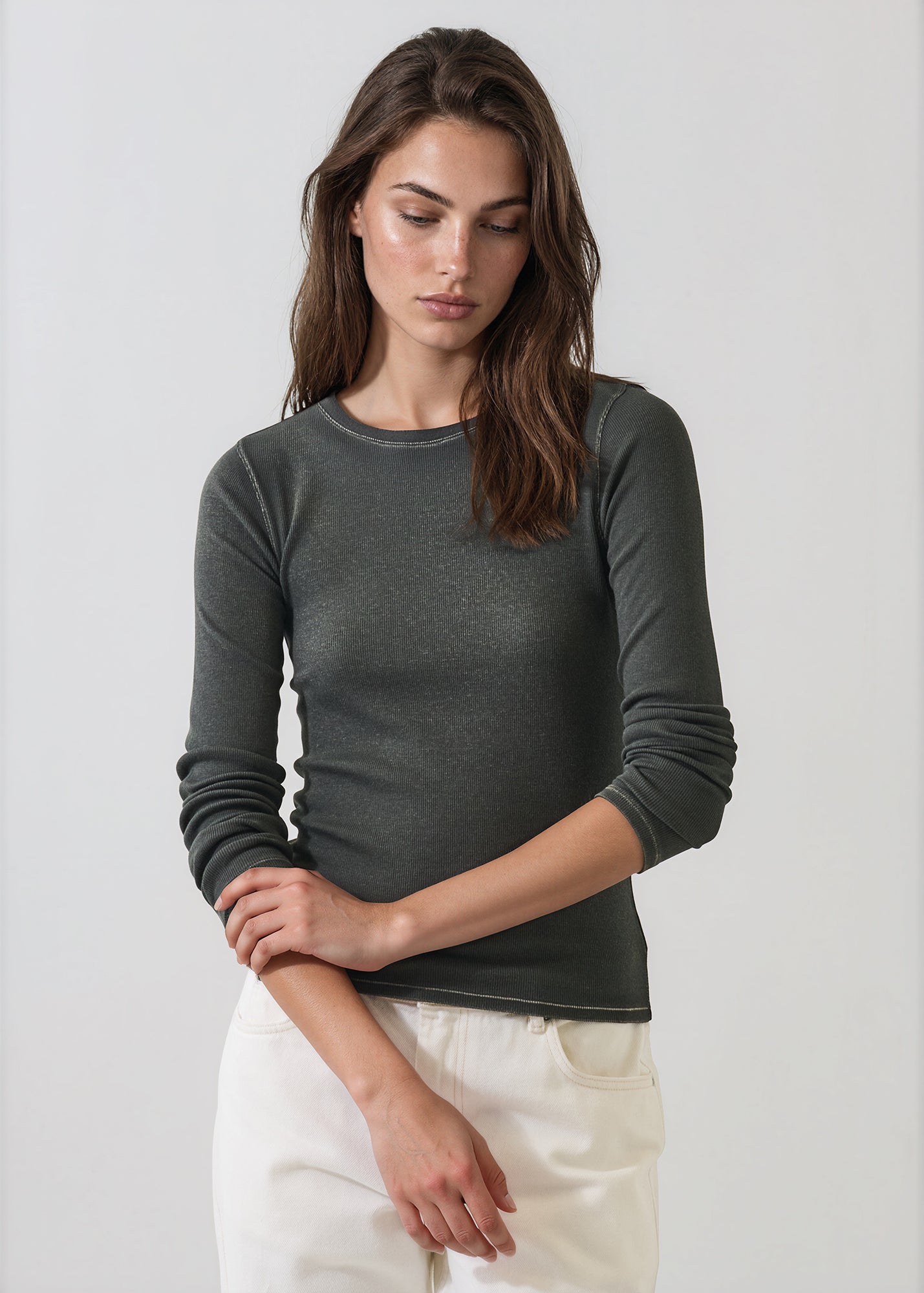 Vintage Wash Pima Cotton Stretch Ribbed T-Shirt - PATRICK ASSARAF