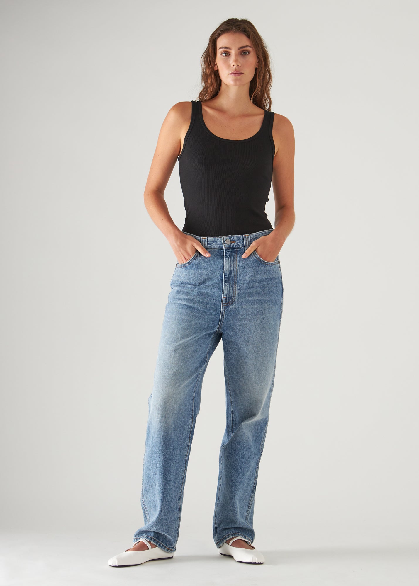 PIMA COTTON STRETCH SCOOP NECK RIB TANK | PATRICK ASSARAF.