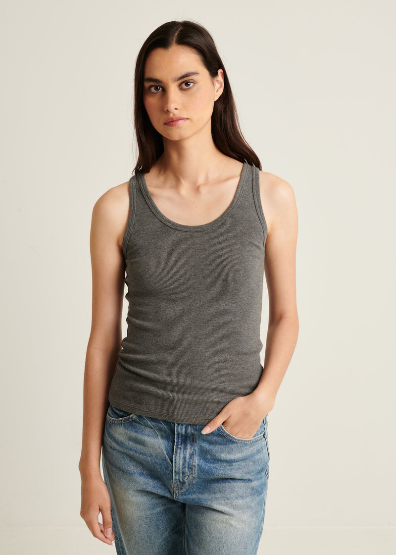 Pima Cotton Stretch Scoop Neck Rib Tank