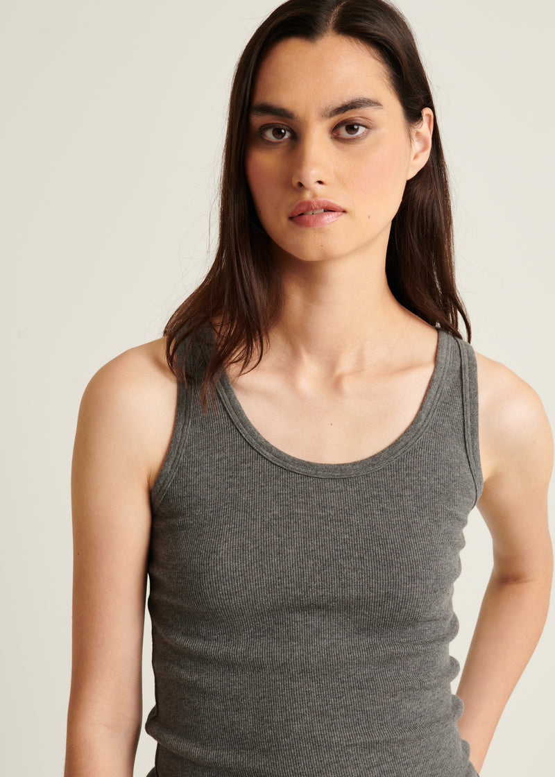 Pima Cotton Stretch Scoop Neck Rib Tank