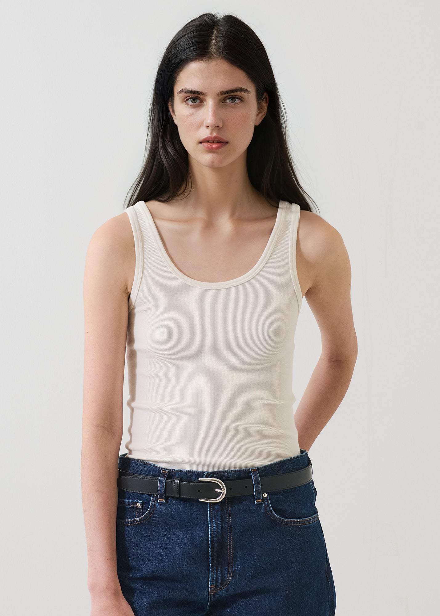 Pima Cotton Stretch Scoop Neck Rib Tank