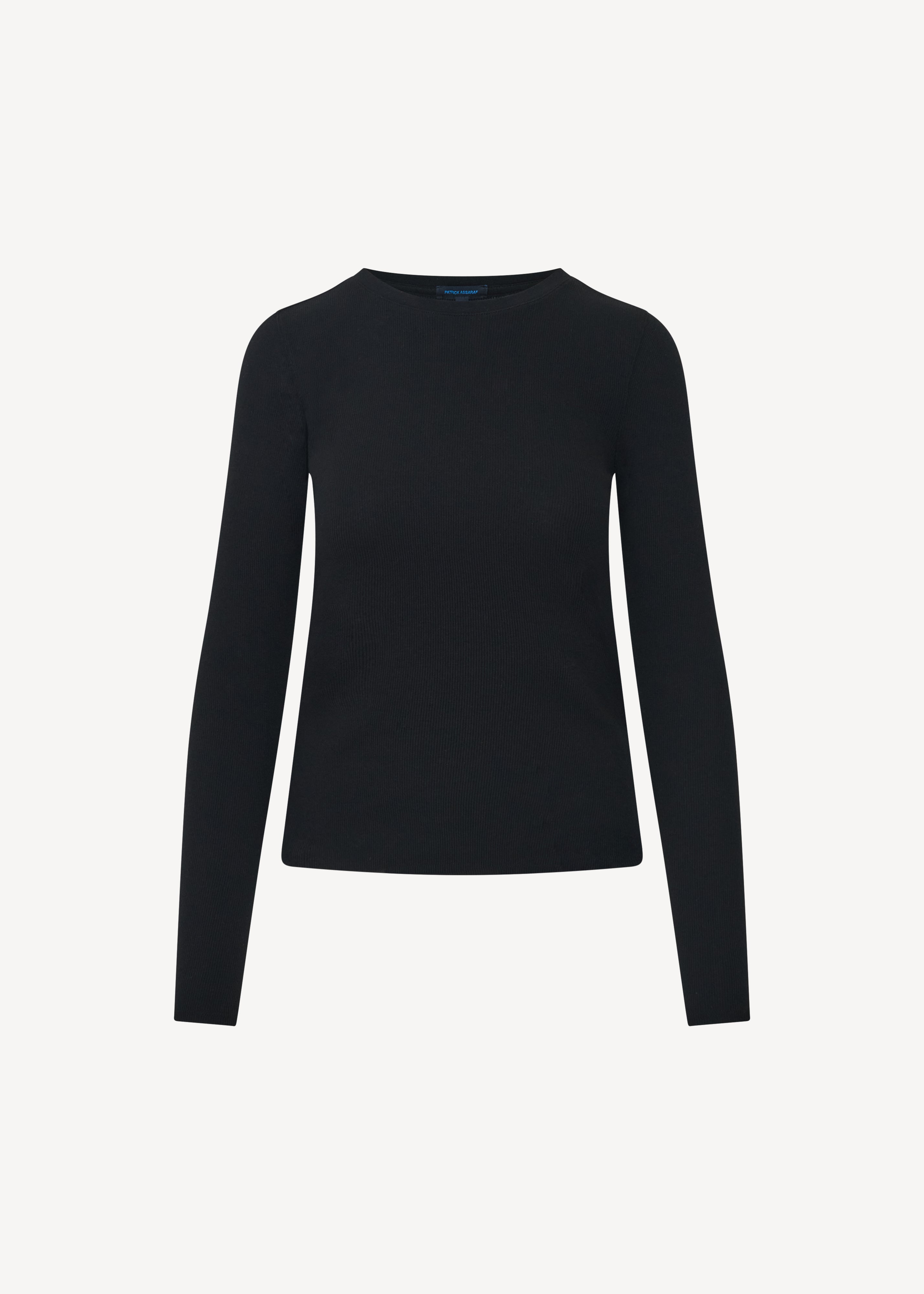 Pima Cotton Stretch Ribbed Long Sleeve Crew Neck T-Shirt - PATRICK ASSARAF