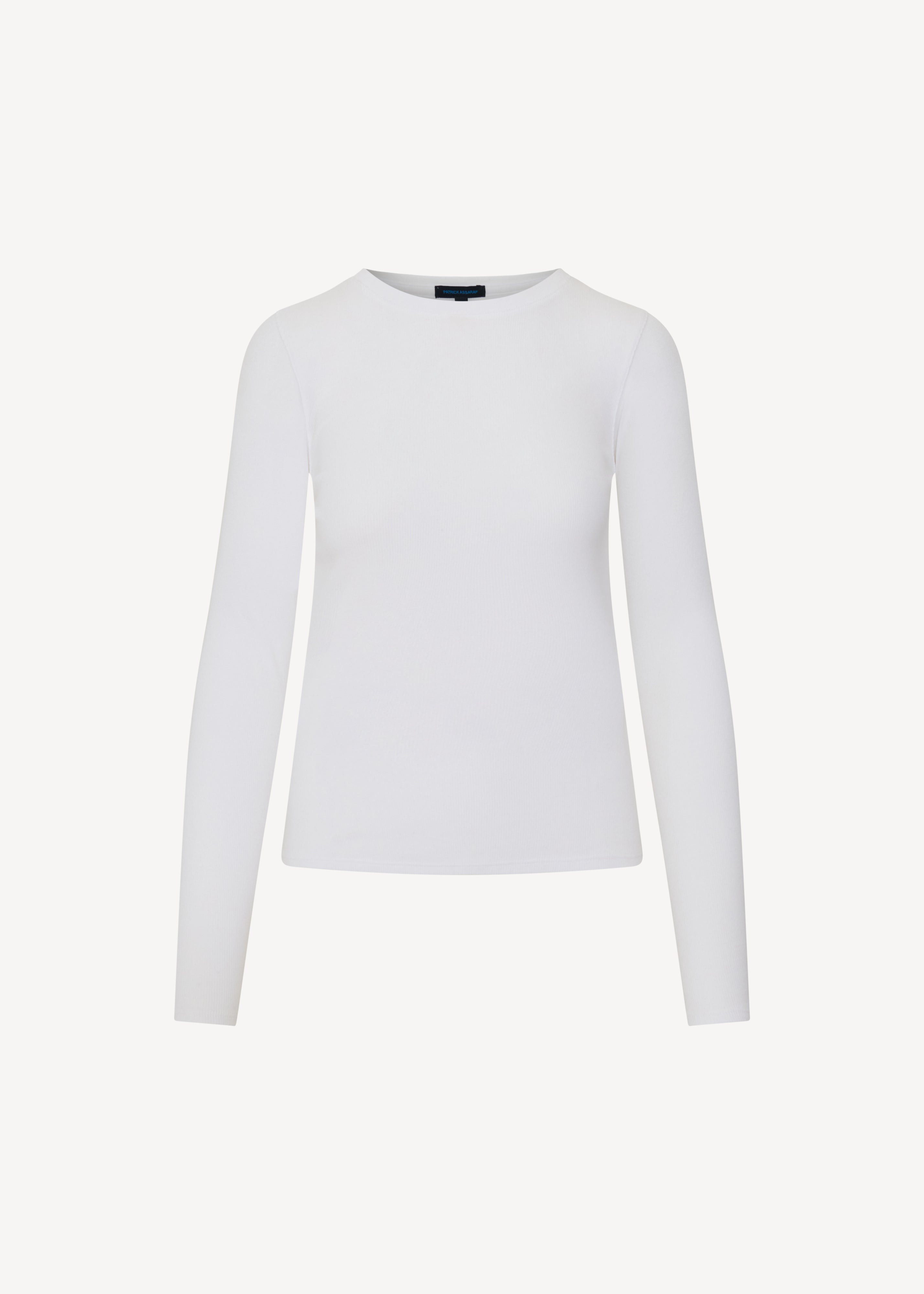Pima Cotton Stretch Ribbed Long Sleeve Crew Neck T-Shirt - PATRICK ASSARAF