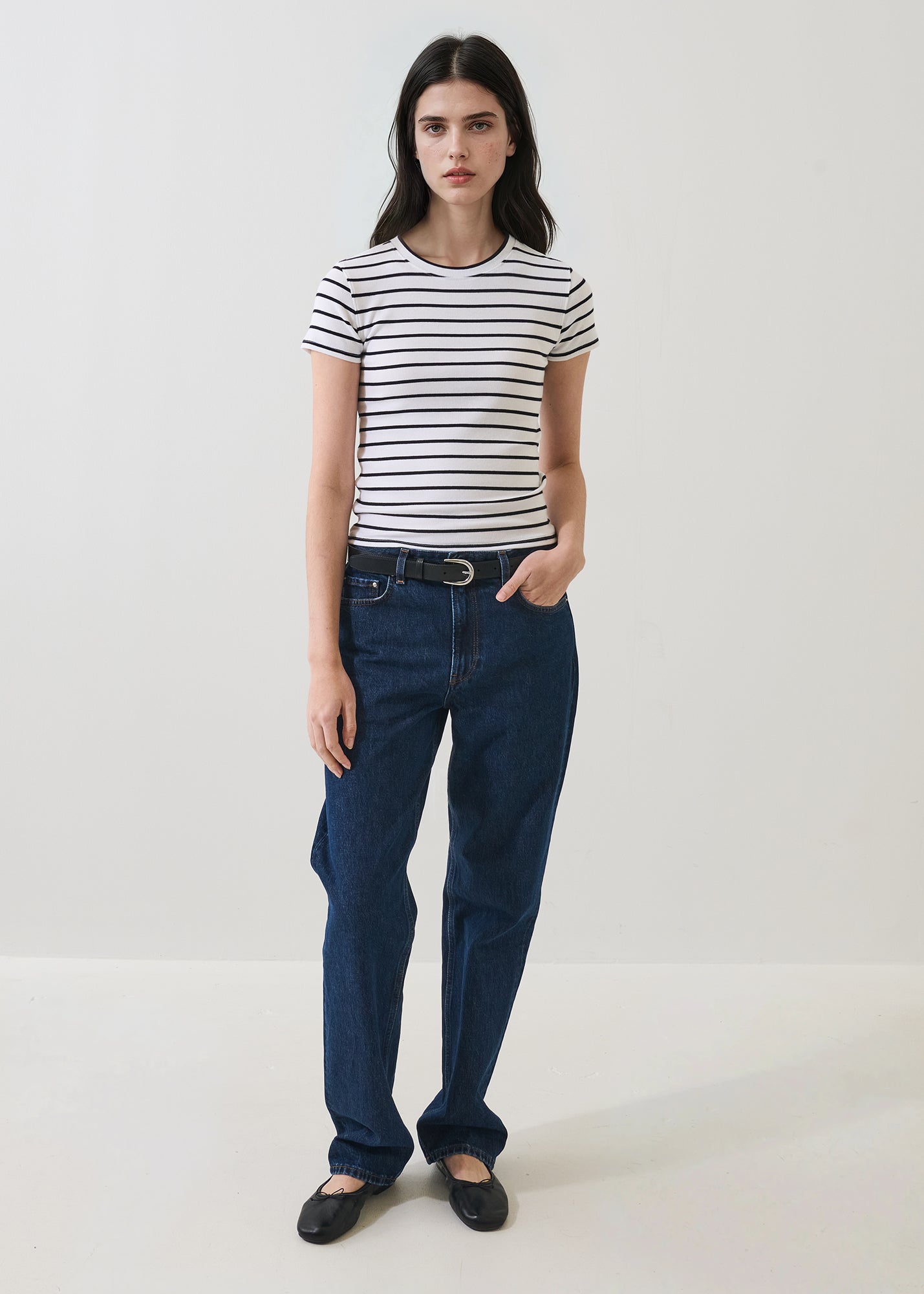 Pima Cotton Stretch Striped Ribbed 
Baby T-Shirt - PATRICK ASSARAF