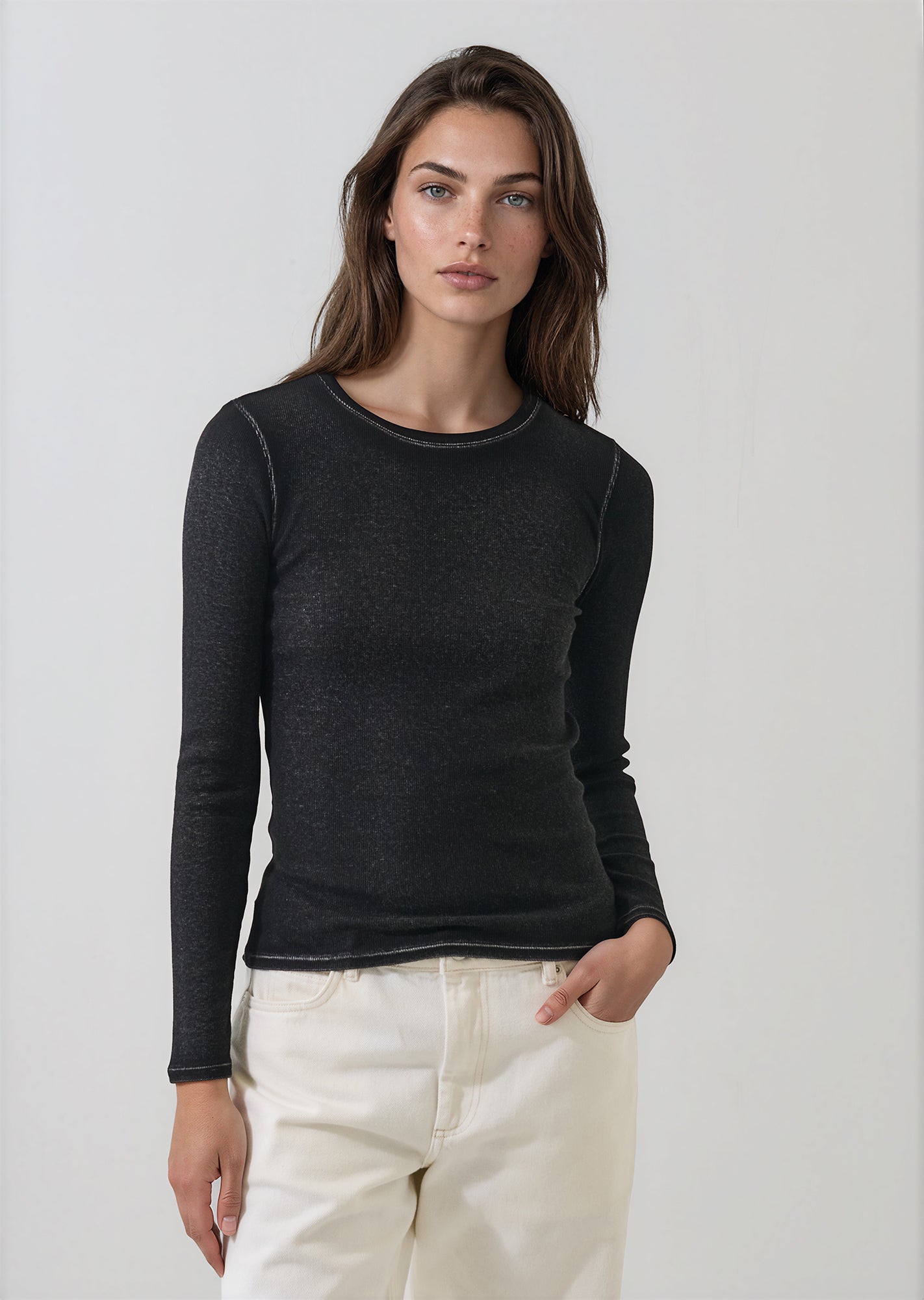 Vintage Wash Pima Cotton Stretch Ribbed T-Shirt - PATRICK ASSARAF