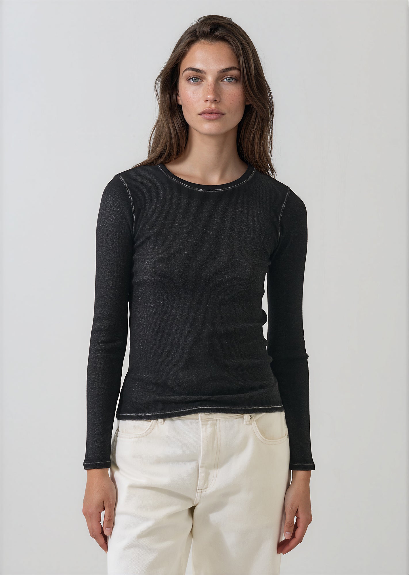 Vintage Wash Pima Cotton Stretch Ribbed T-Shirt - PATRICK ASSARAF
