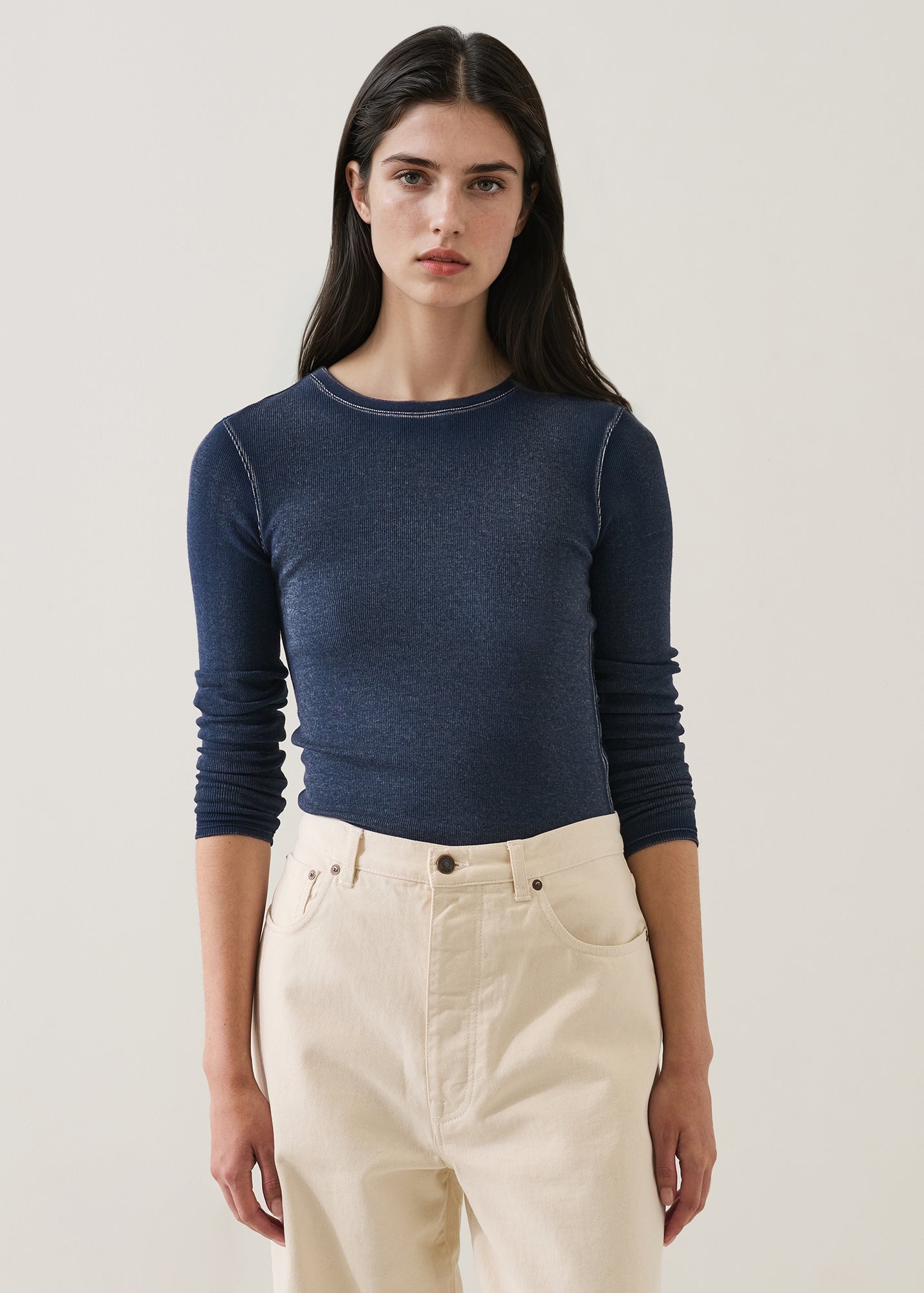 Vintage Wash Pima Cotton Stretch Ribbed T-Shirt - PATRICK ASSARAF