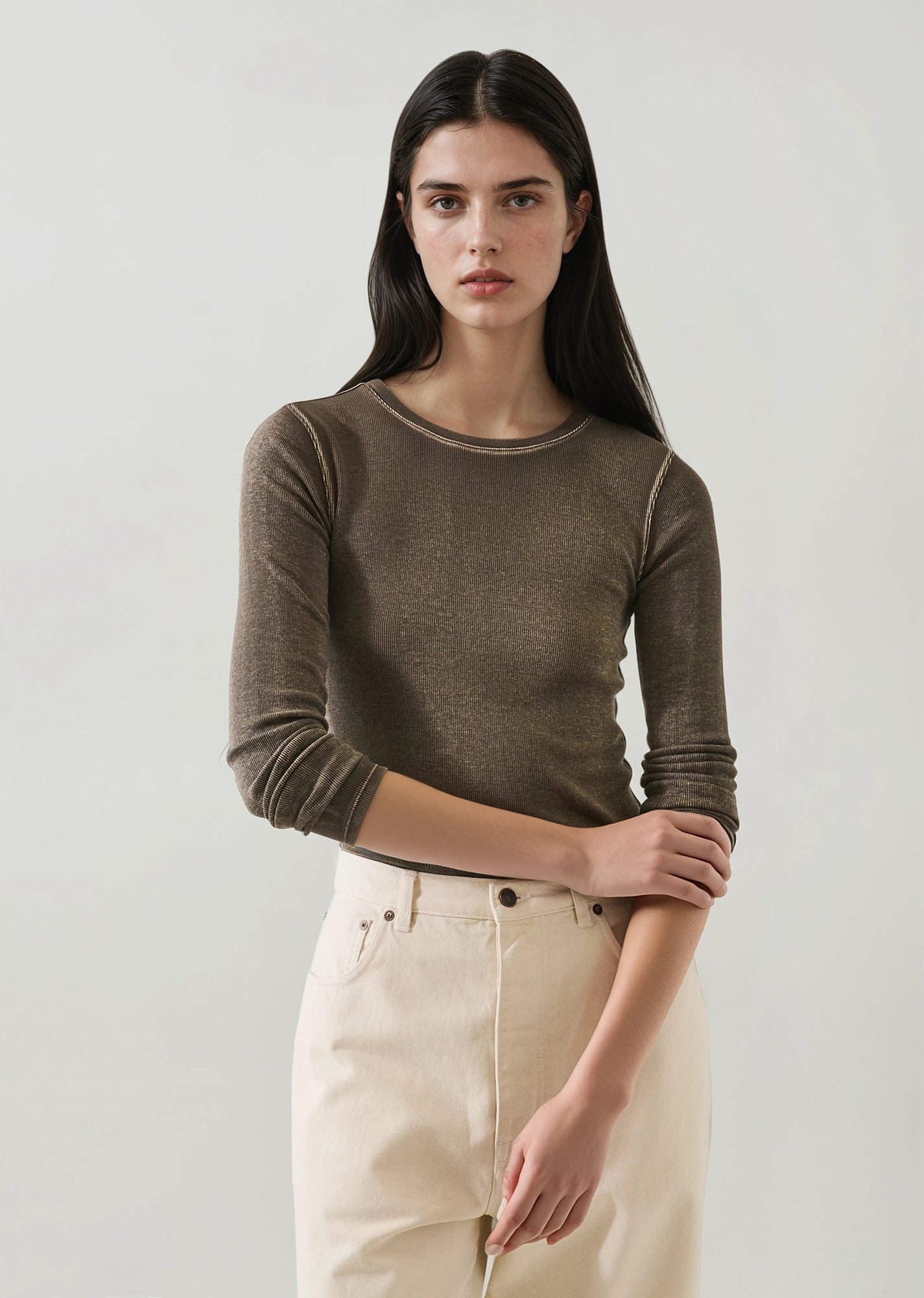 Vintage Wash Pima Cotton Stretch Ribbed T-Shirt - PATRICK ASSARAF