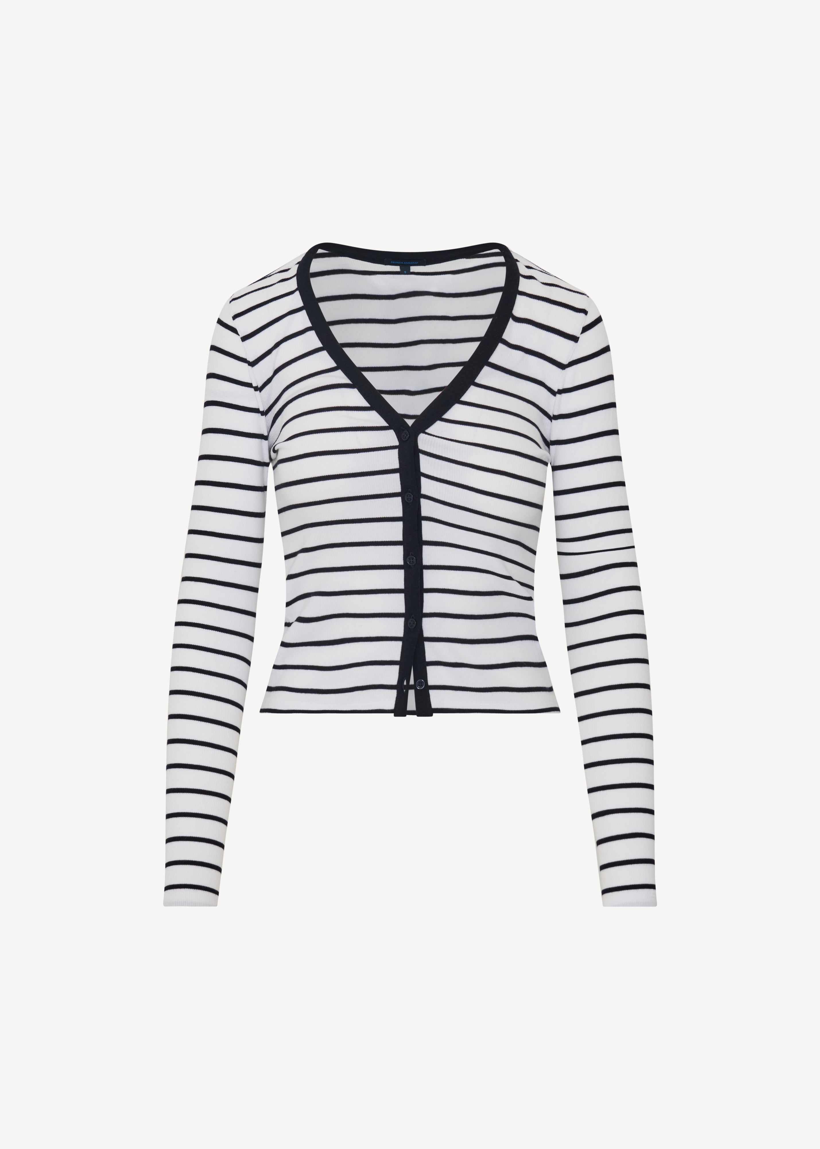 Pima Cotton Stretch Striped 
Ribbed Cardigan - PATRICK ASSARAF