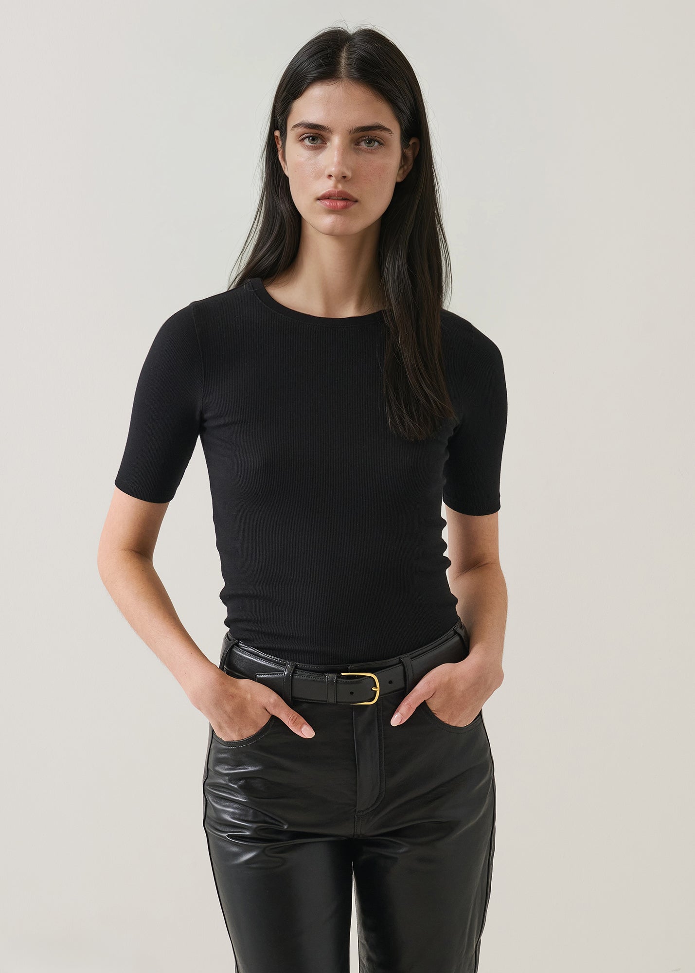 Pima Cotton Stretch Ribbed T-Shirt - PATRICK ASSARAF
