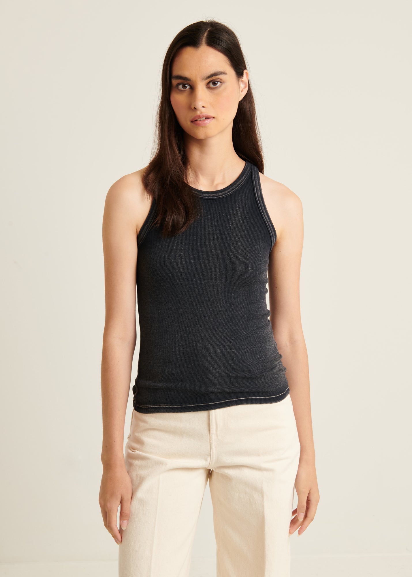 Vintage Wash Pima Cotton Stretch Ribbed Tank