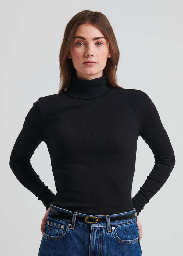 PIMA COTTON STRETCH RIBBED TURTLENECK