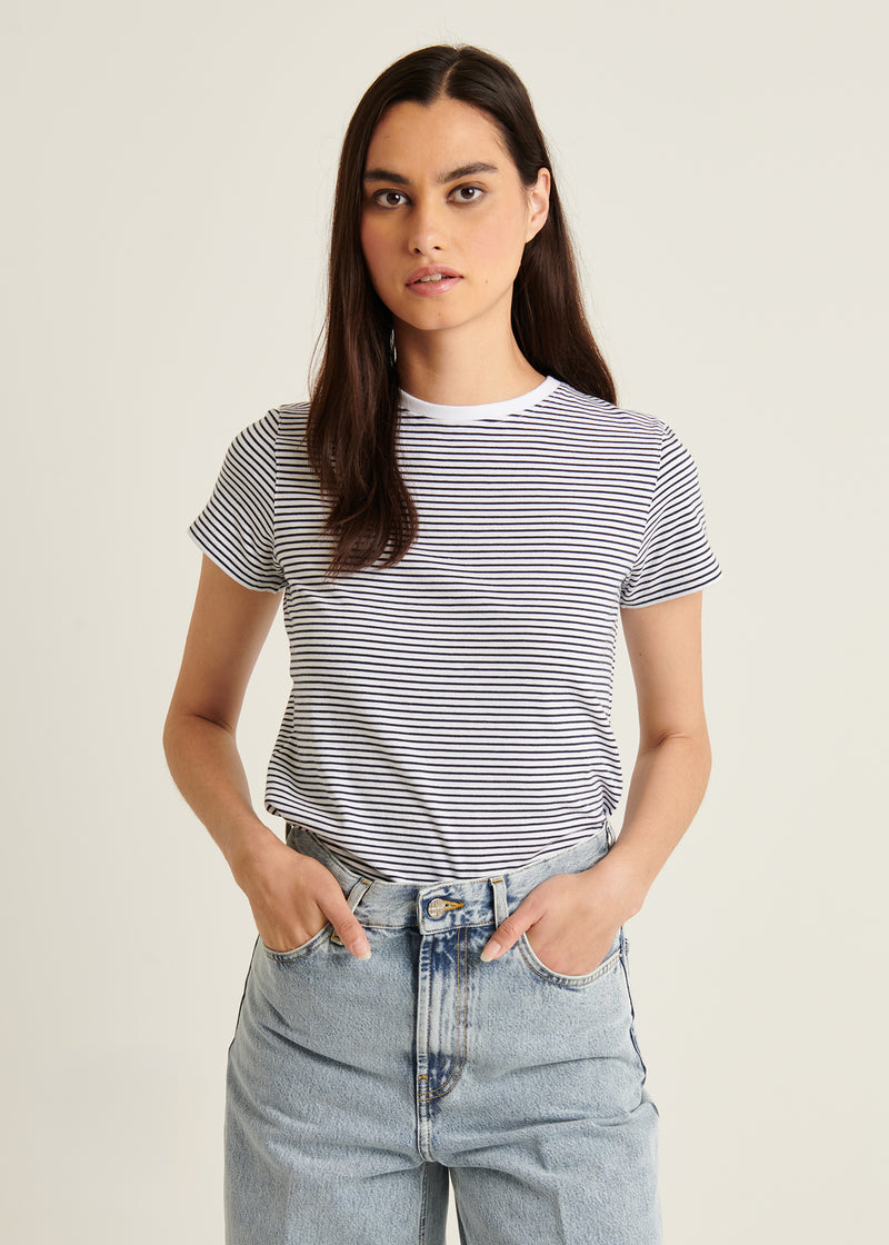 Pima Cotton Stretch Slim Striped T-Shirt