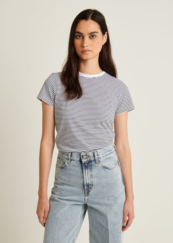 Pima Cotton Stretch Slim Striped T-Shirt