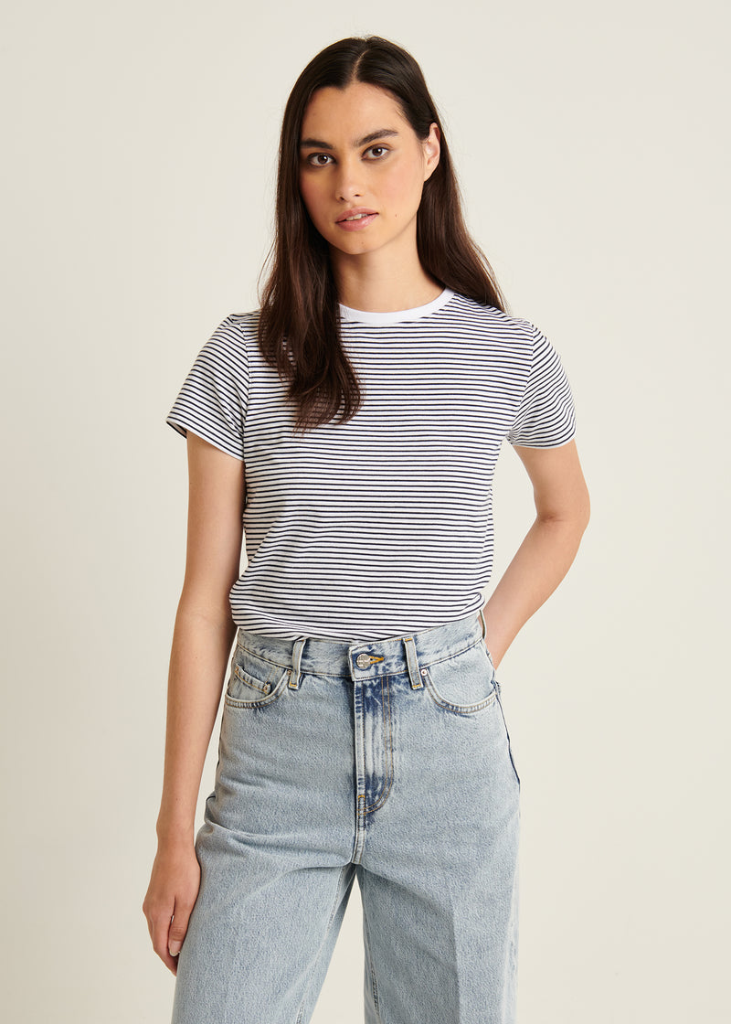 Pima Cotton Stretch Slim Striped T-Shirt