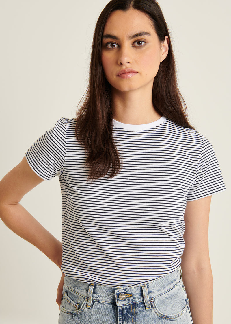 Pima Cotton Stretch Slim Striped T-Shirt