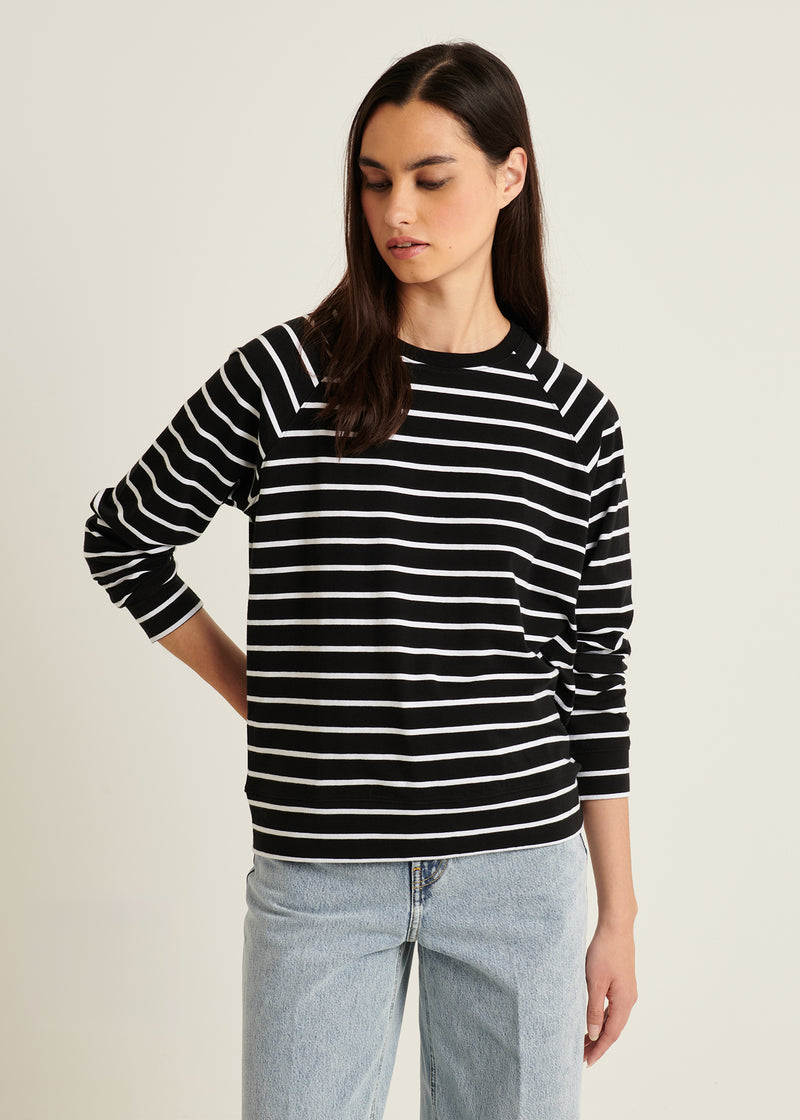 Pima Cotton Stretch Oversized Striped Sweatshirt