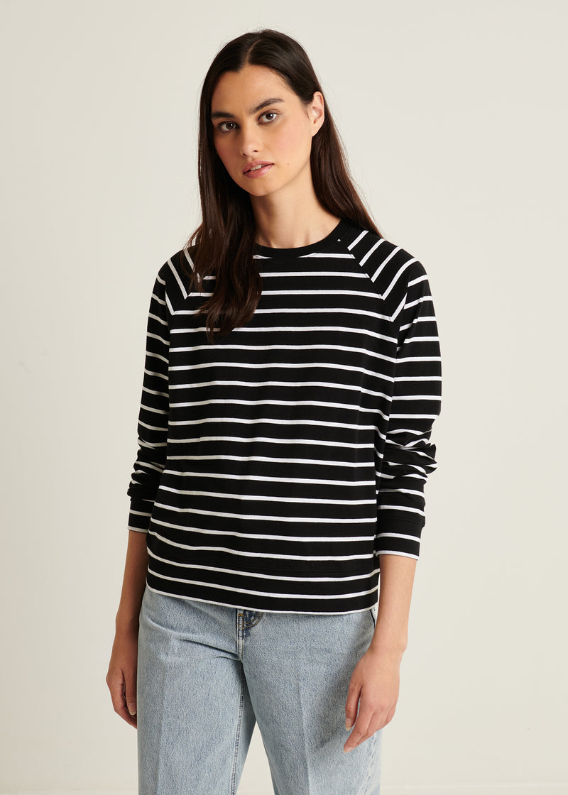 Pima Cotton Stretch Oversized Striped Sweatshirt