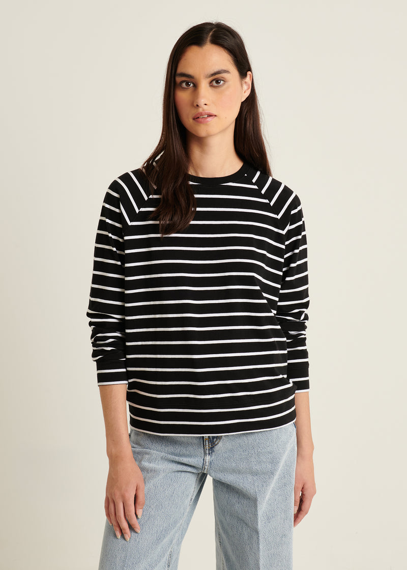 Pima Cotton Stretch Oversized Striped Sweatshirt