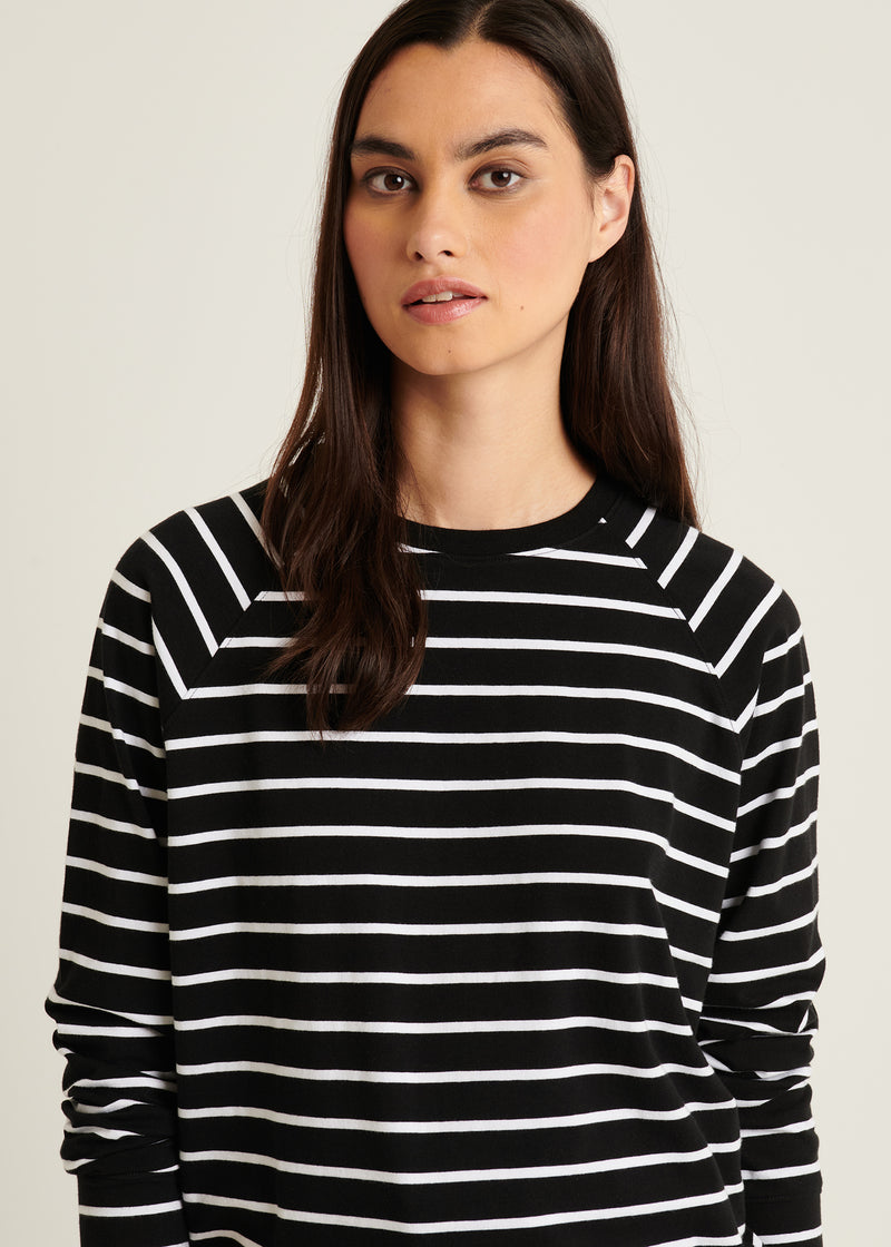 Pima Cotton Stretch Oversized Striped Sweatshirt