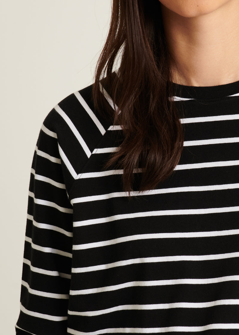 Pima Cotton Stretch Oversized Striped Sweatshirt