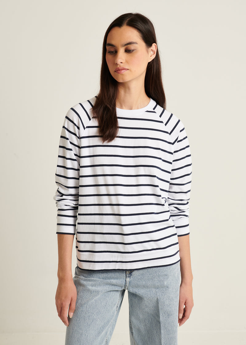 Pima Cotton Stretch Oversized Striped Sweatshirt