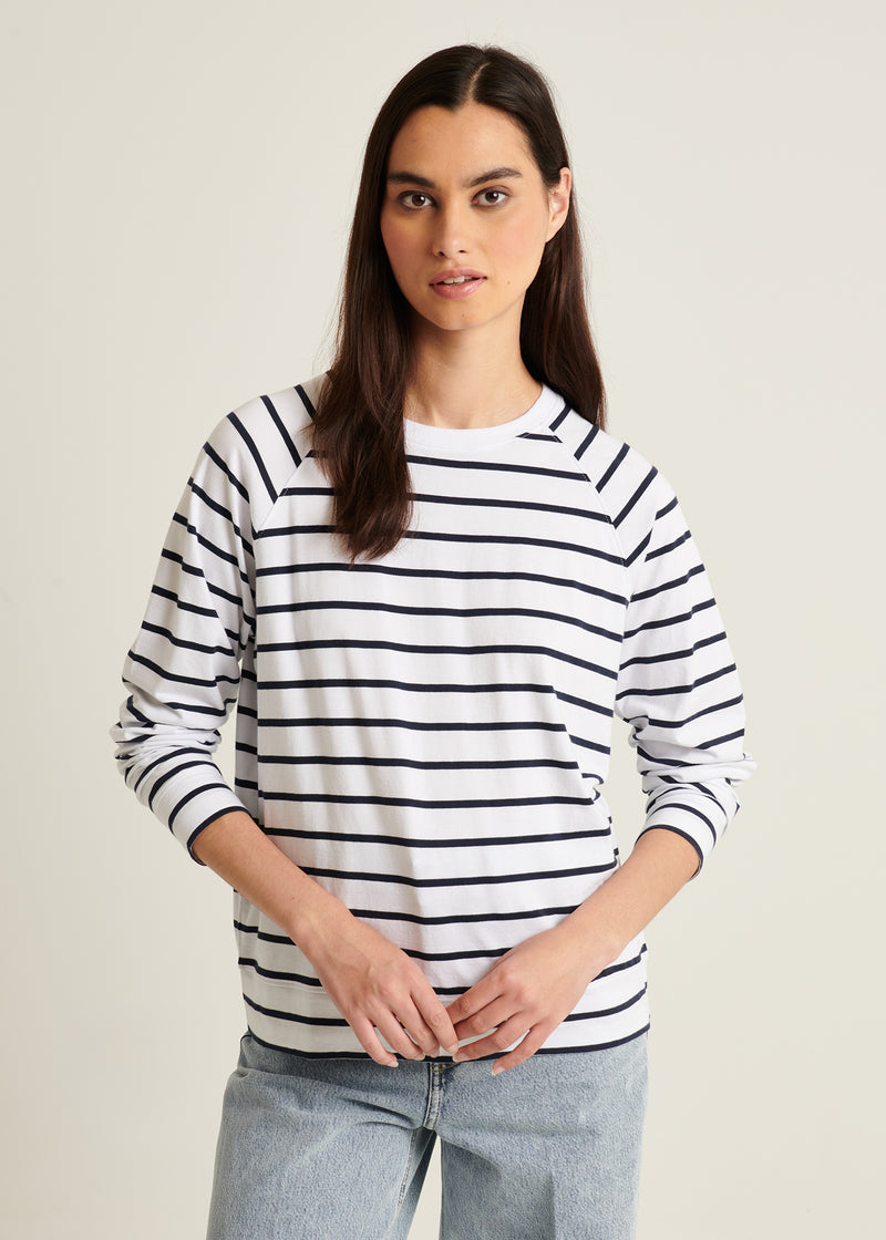 Pima Cotton Stretch Oversized Striped Sweatshirt