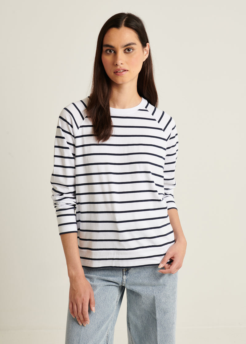 Pima Cotton Stretch Oversized Striped Sweatshirt