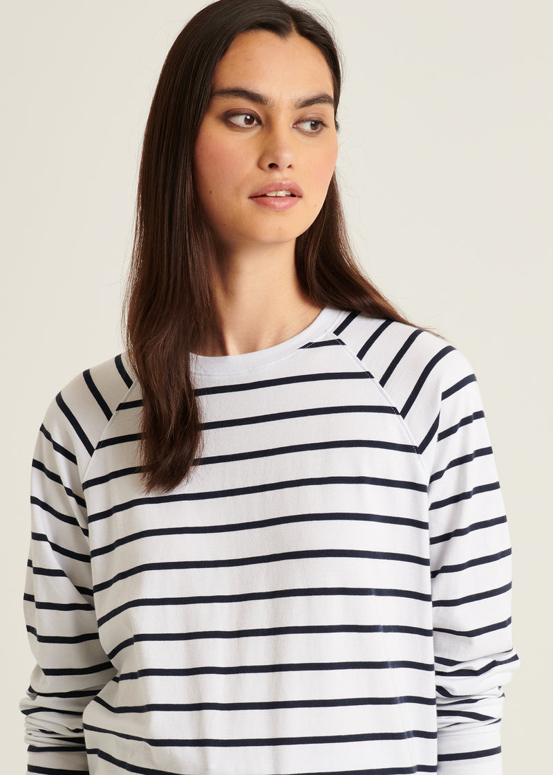 Pima Cotton Stretch Oversized Striped Sweatshirt