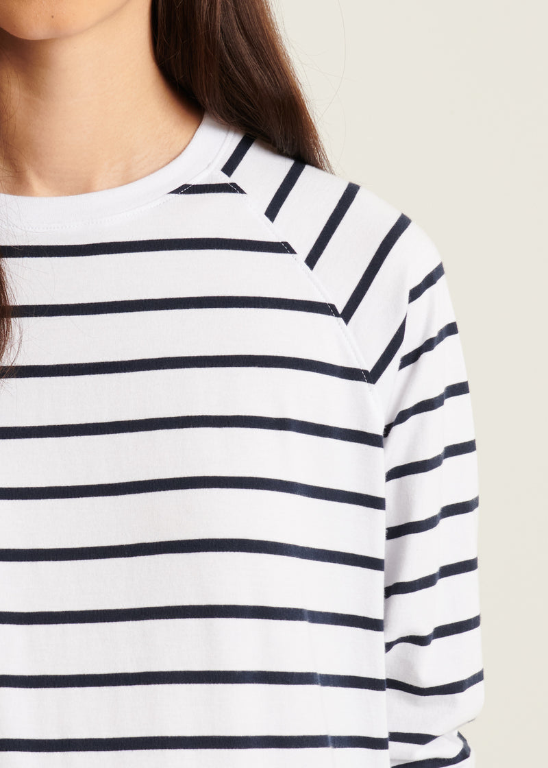 Pima Cotton Stretch Oversized Striped Sweatshirt