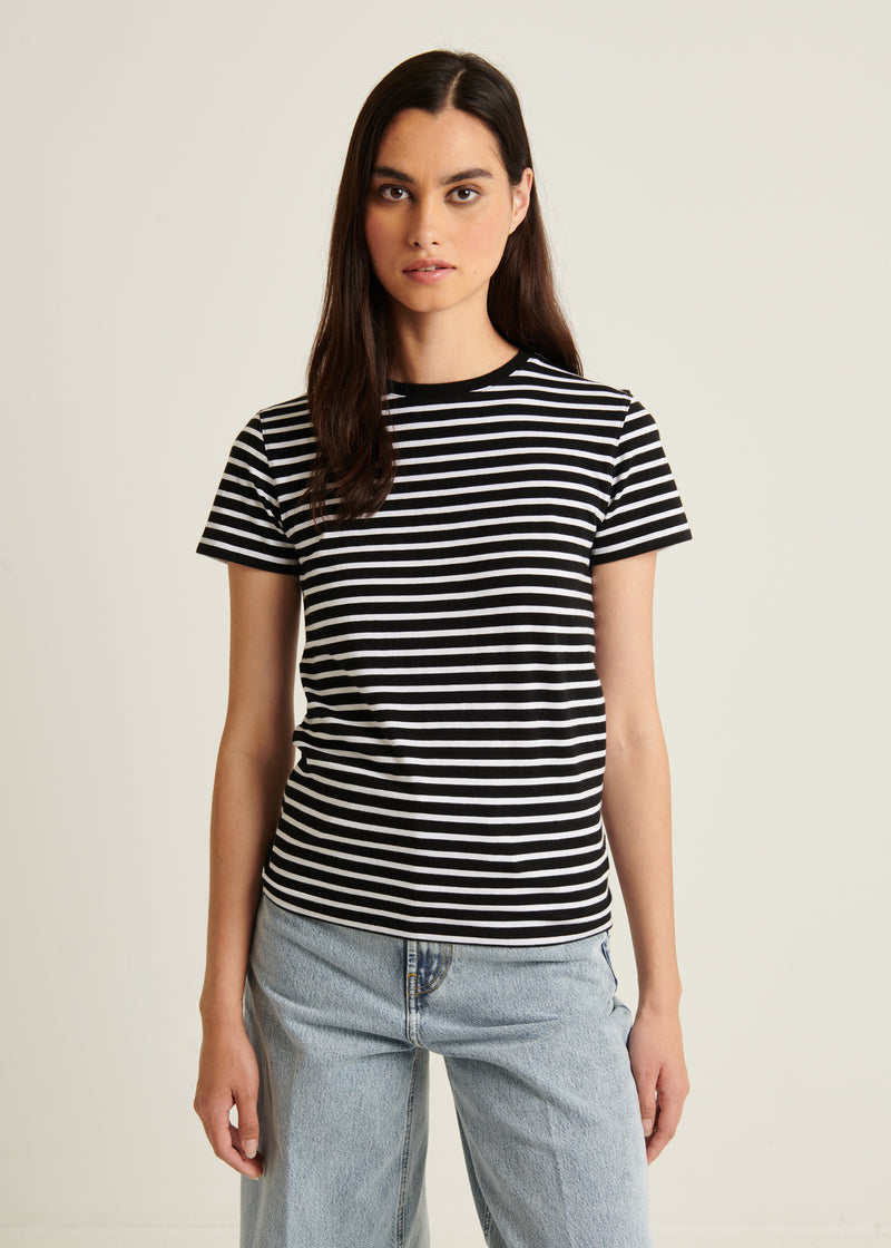 Pima Cotton Stretch Slim Striped T-Shirt