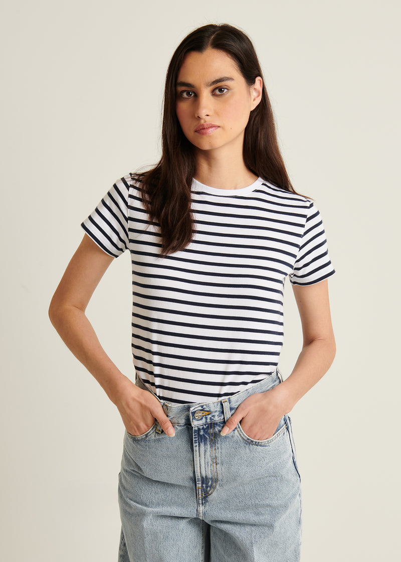 Pima Cotton Stretch Slim Striped T-Shirt