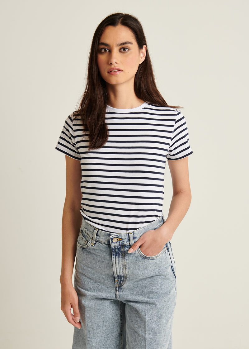 Pima Cotton Stretch Slim Striped T-Shirt