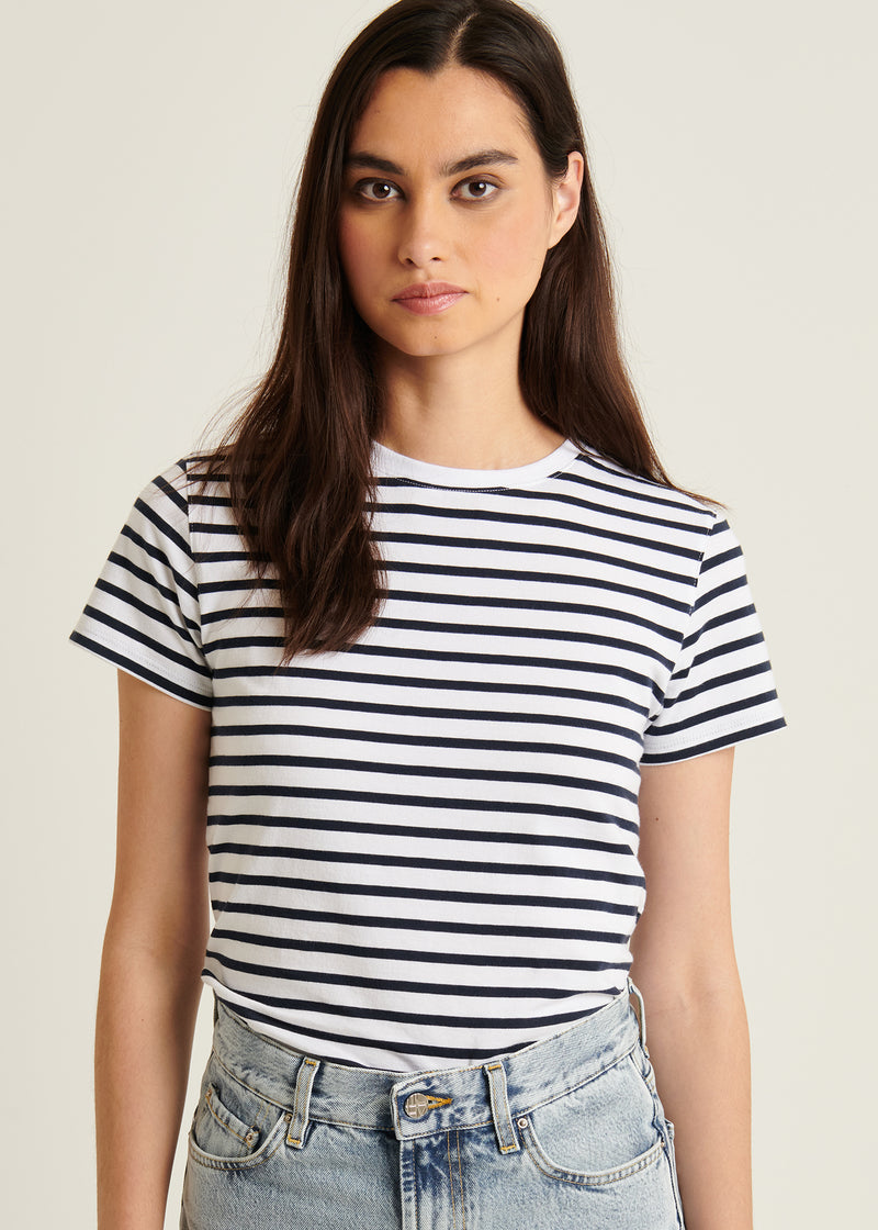 Pima Cotton Stretch Slim Striped T-Shirt