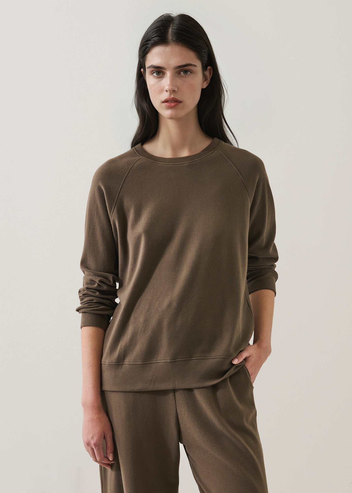 Brushed Pima Cotton Raglan Sweatshirt