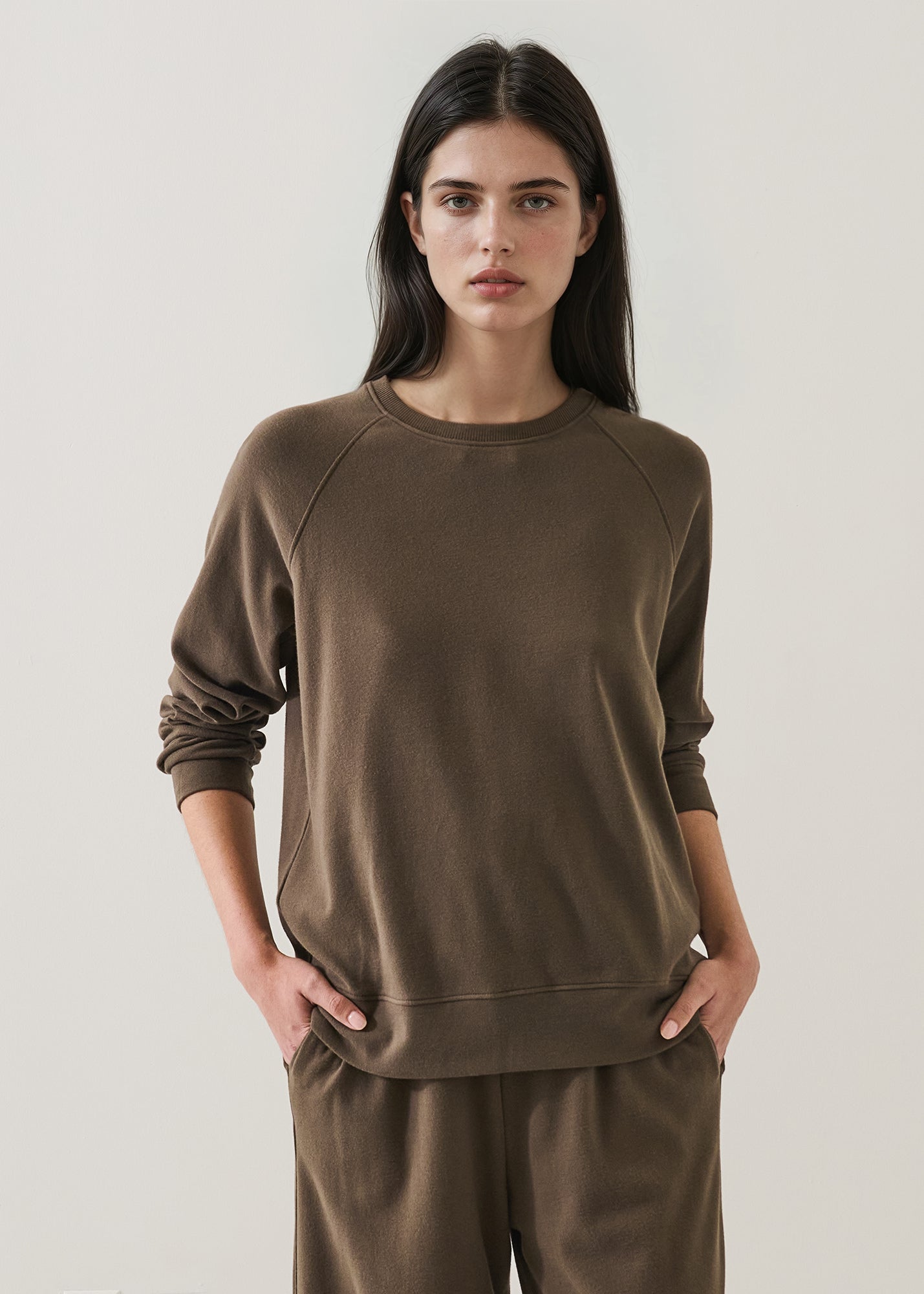 Brushed Pima Cotton Raglan Sweatshirt