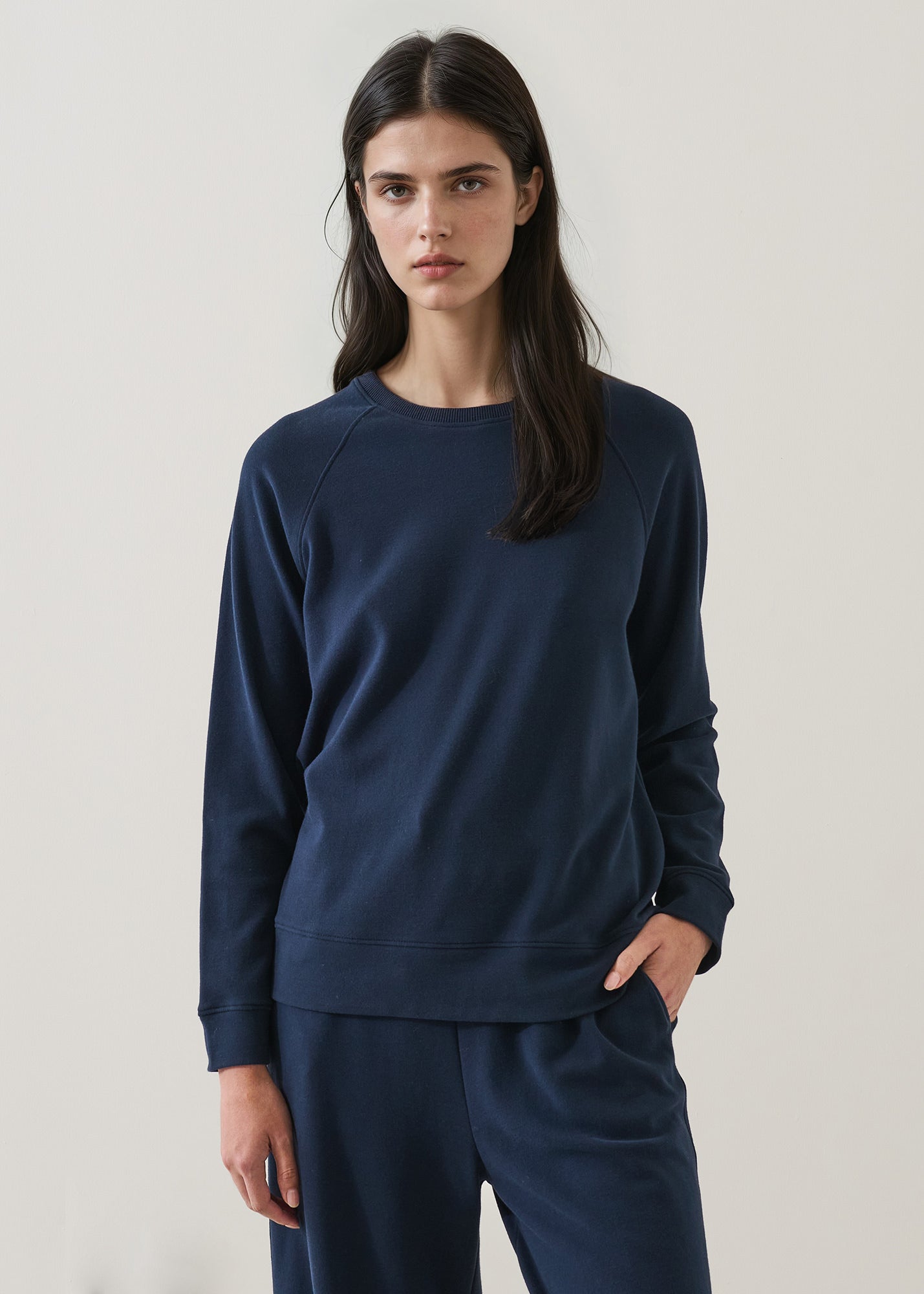 Brushed Pima Cotton Raglan Sweatshirt