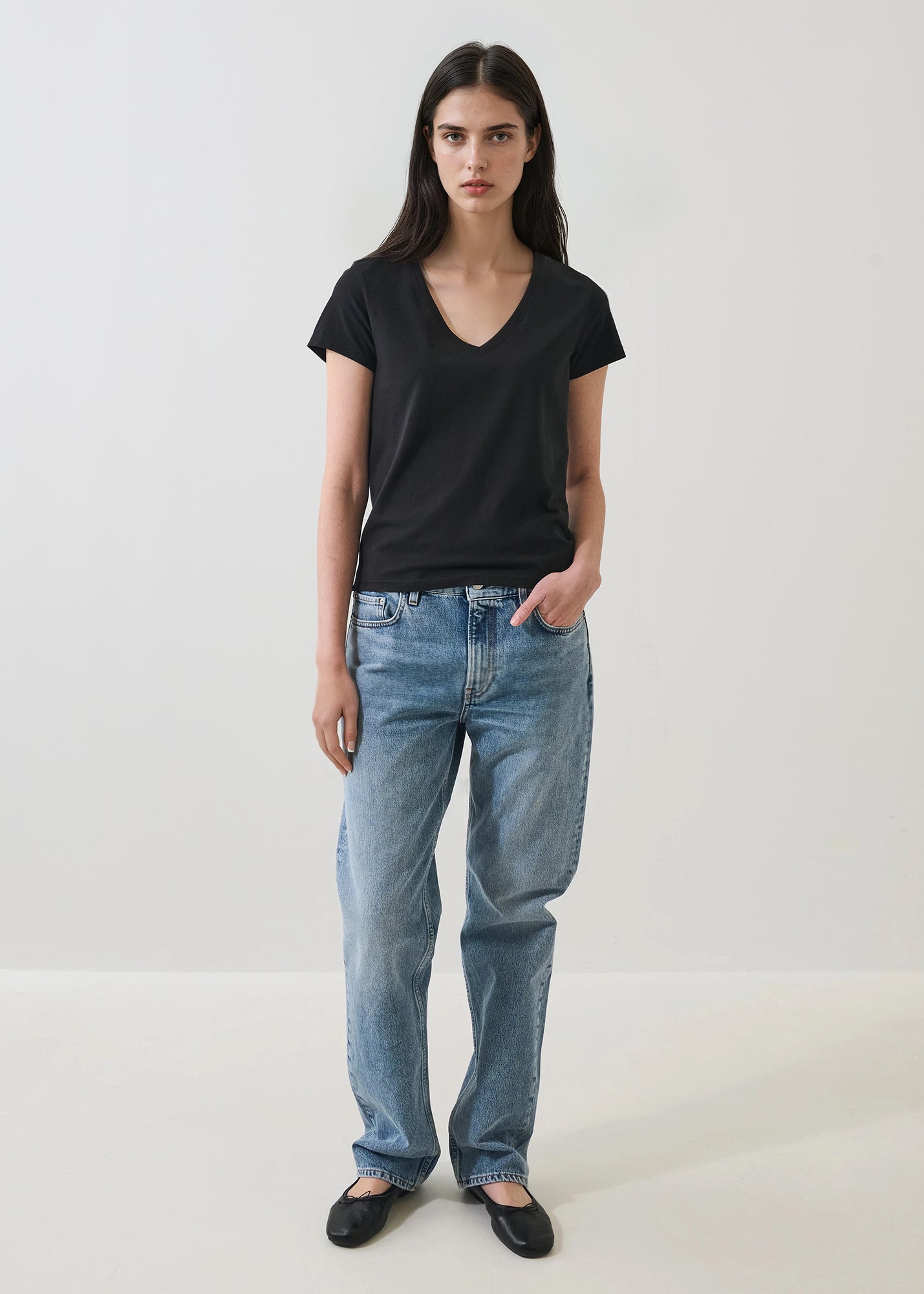 Pima Cotton Stretch Slim V-Neck T-Shirt - PATRICK ASSARAF