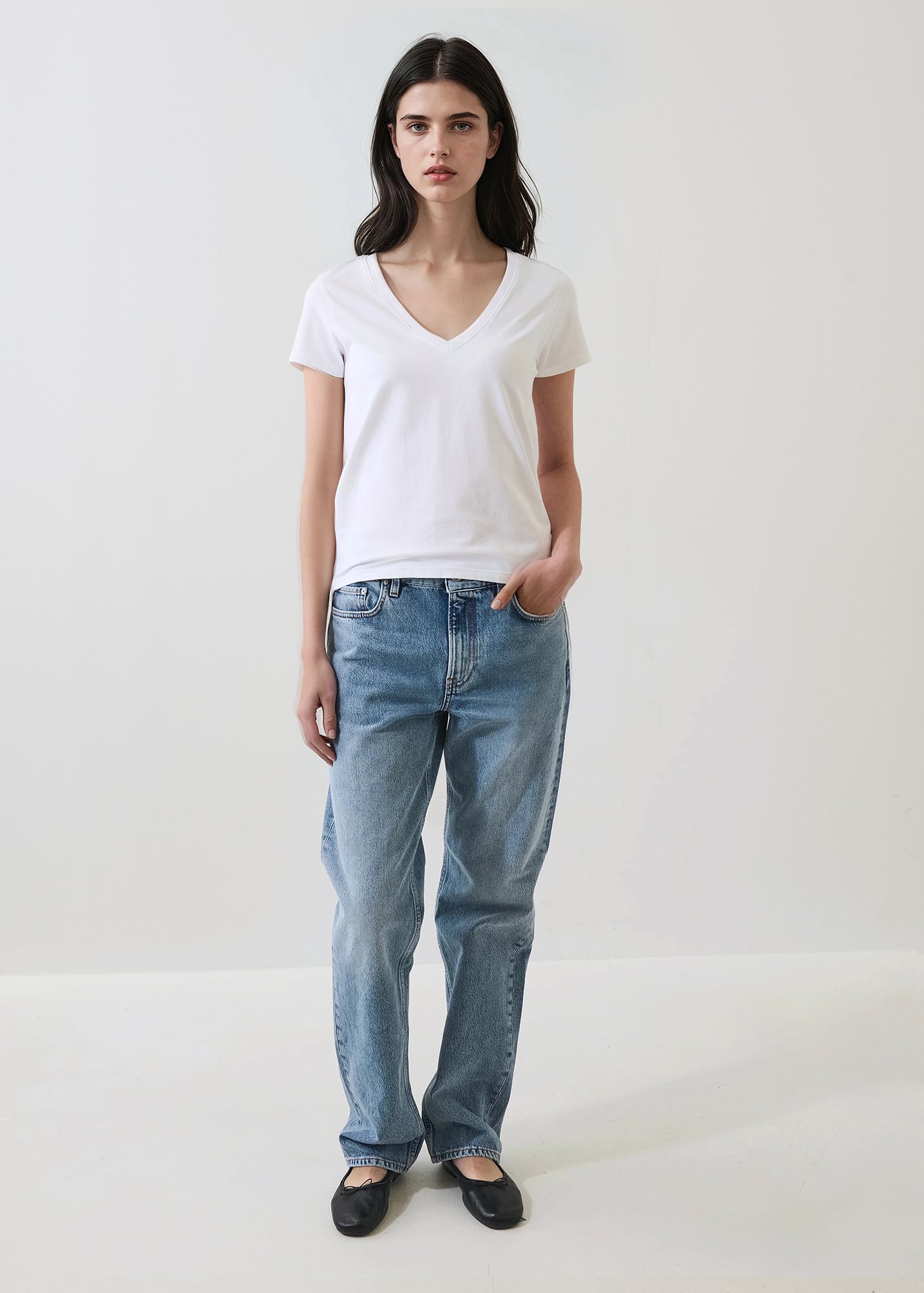 Pima Cotton Stretch Slim V-Neck T-Shirt - PATRICK ASSARAF