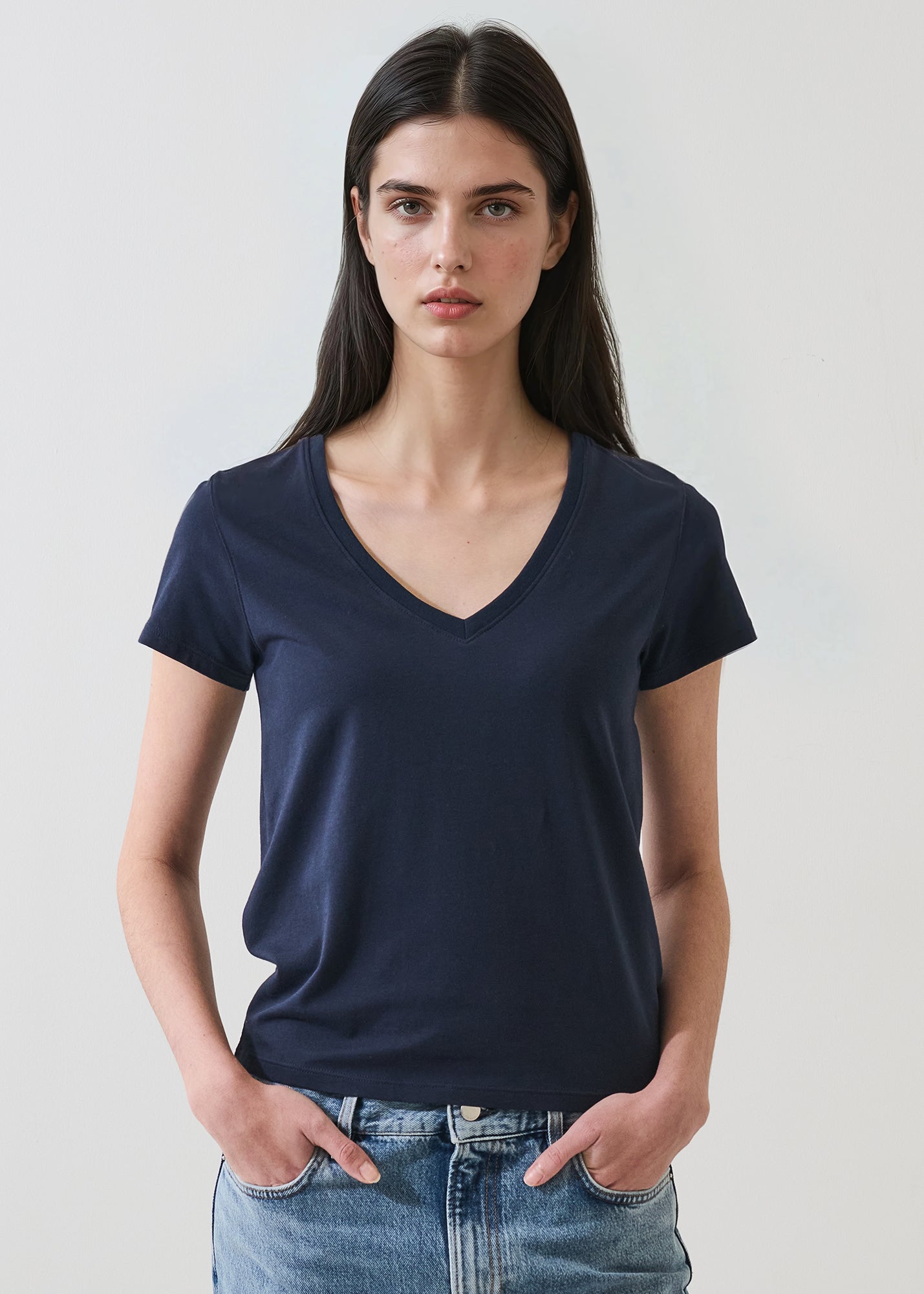 Pima Cotton Stretch Slim V-Neck T-Shirt - PATRICK ASSARAF