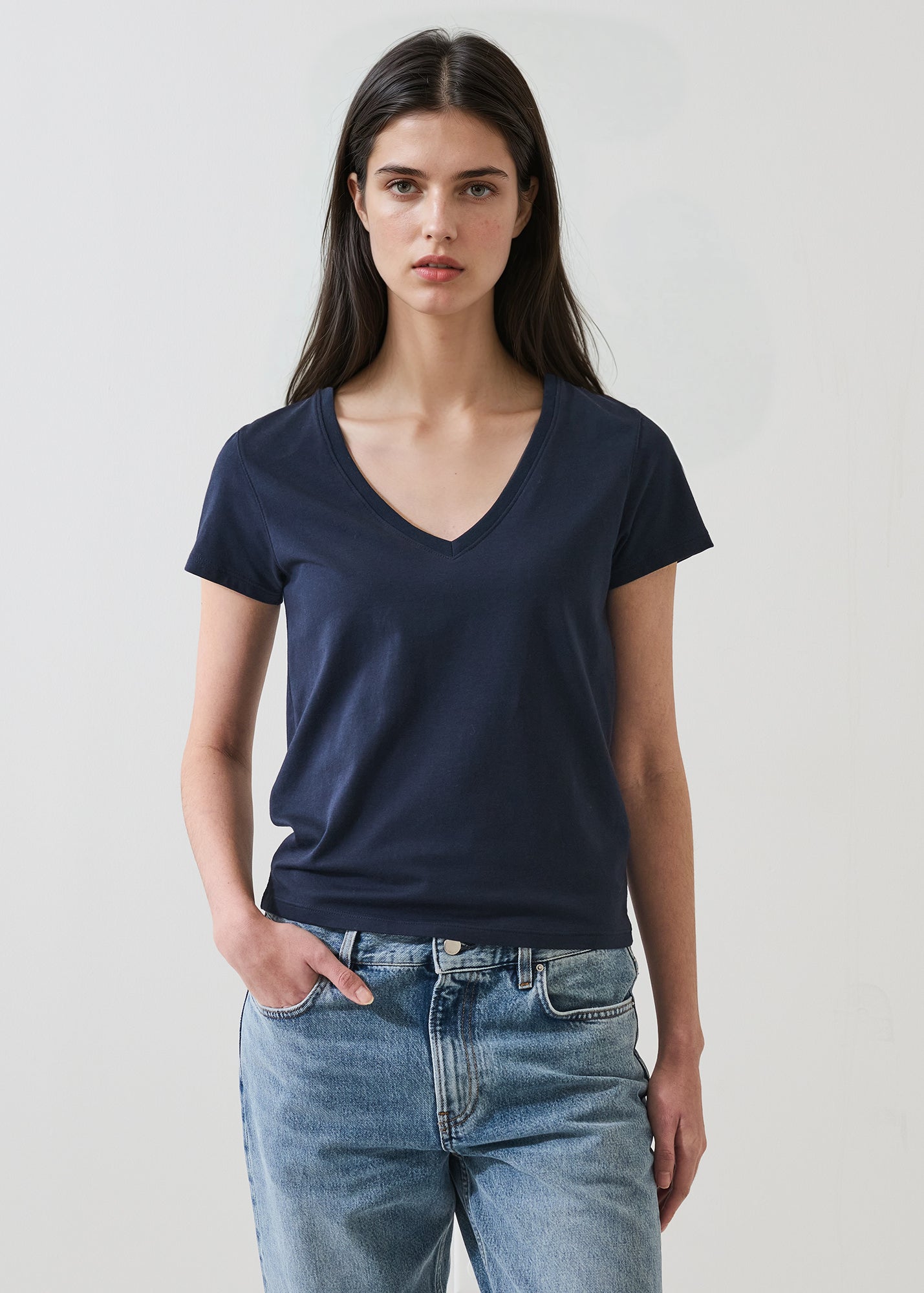 Pima Cotton Stretch Slim V-Neck T-Shirt - PATRICK ASSARAF