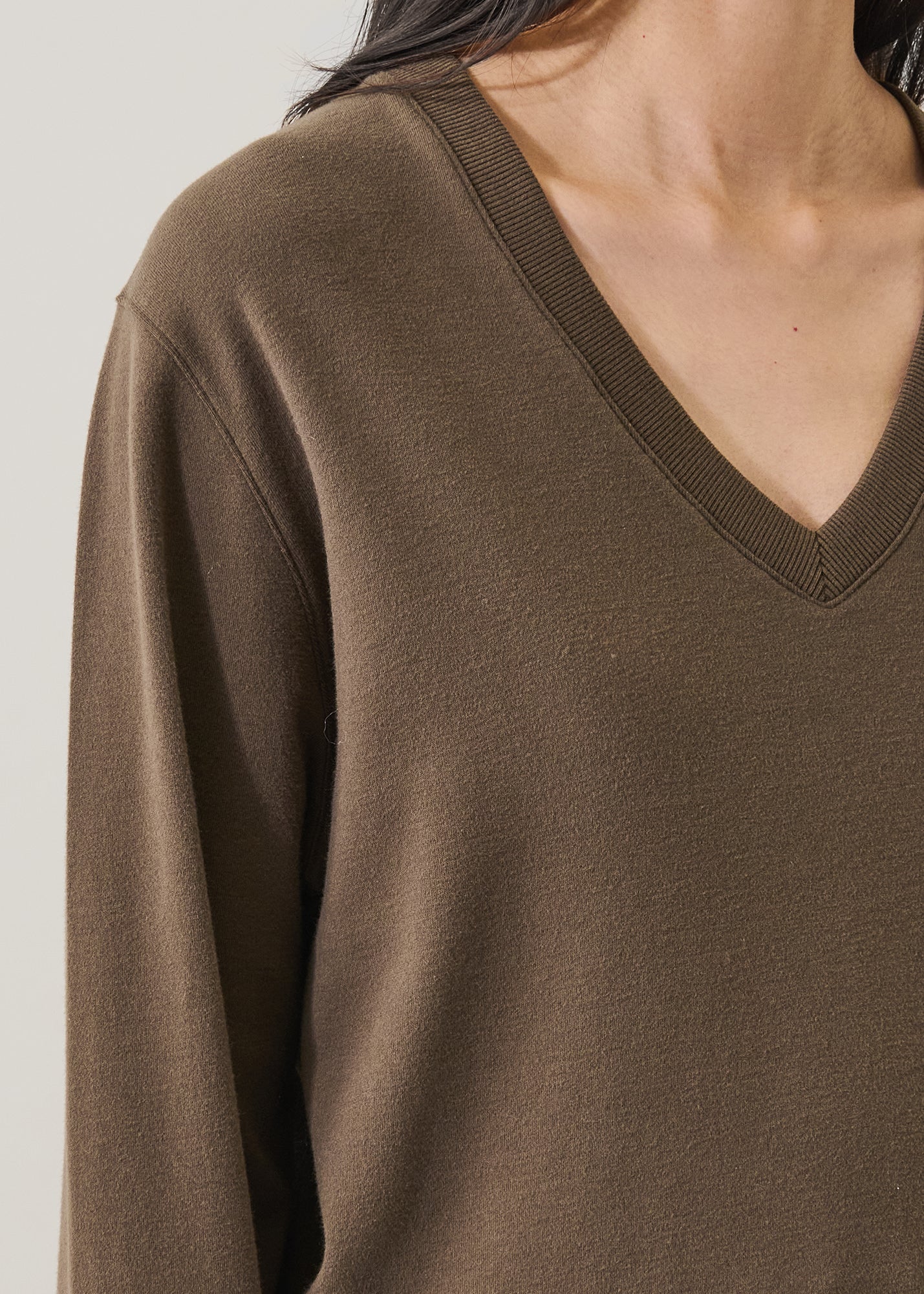 Brushed Pima Cotton V-Neck Sweatshirt