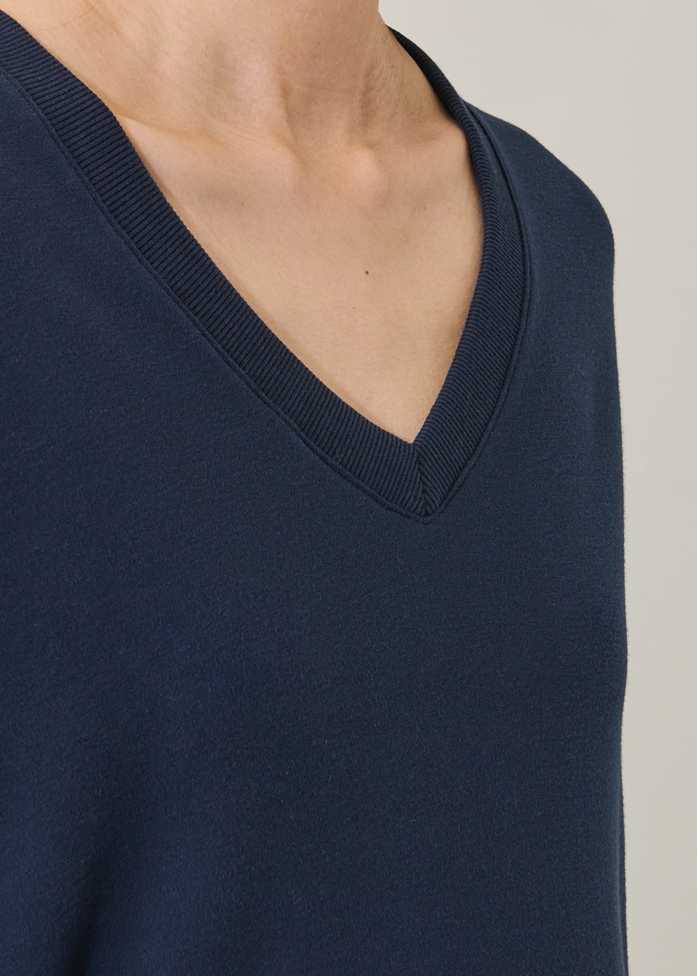 Brushed Pima Cotton V-Neck Sweatshirt